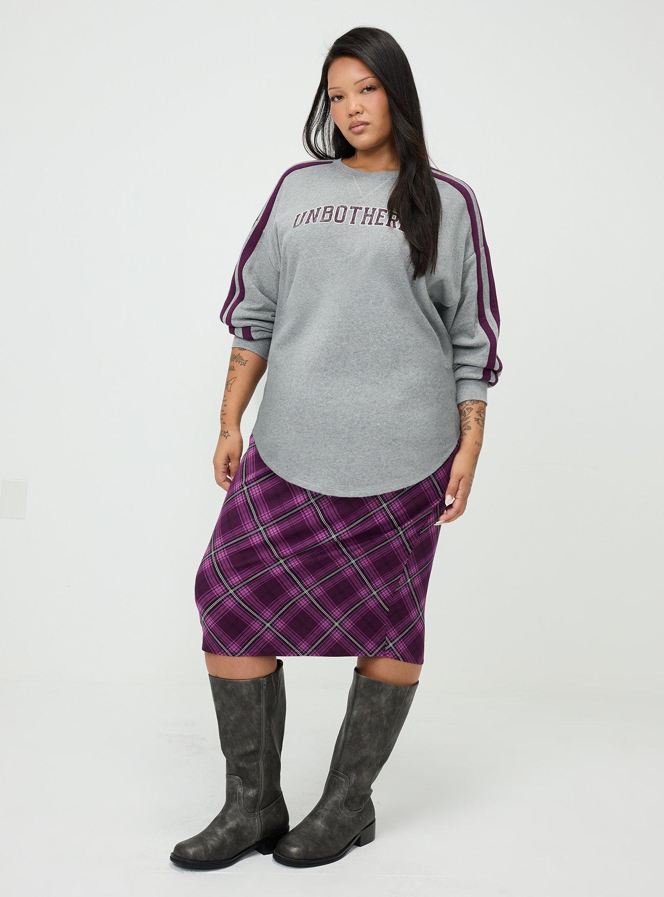 Cozy Fleece Varsity Tunic Sweatshirt, UNBOTHERED MED HEATHER GREY, alternate