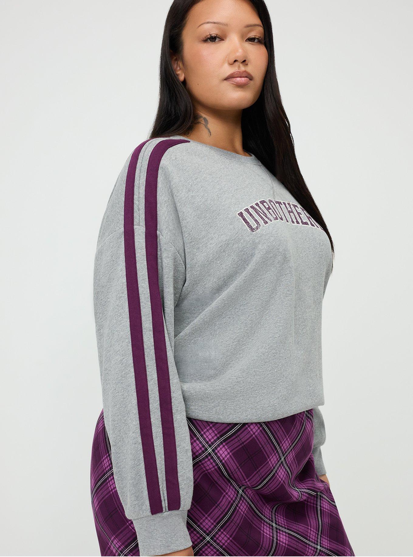 Cozy Fleece Varsity Tunic Sweatshirt, UNBOTHERED MED HEATHER GREY, alternate