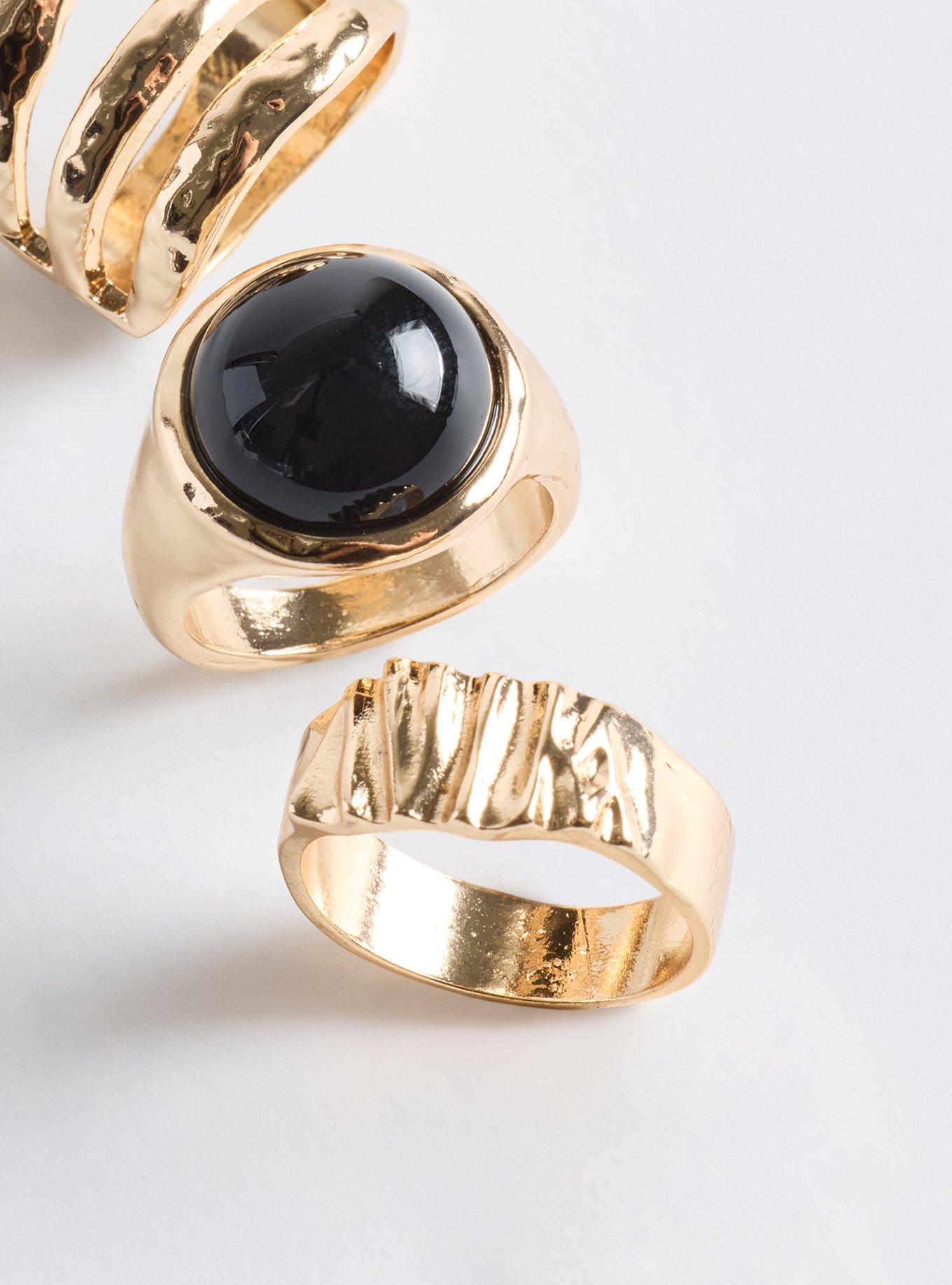 Stone Textured Ring Set, GOLD, alternate