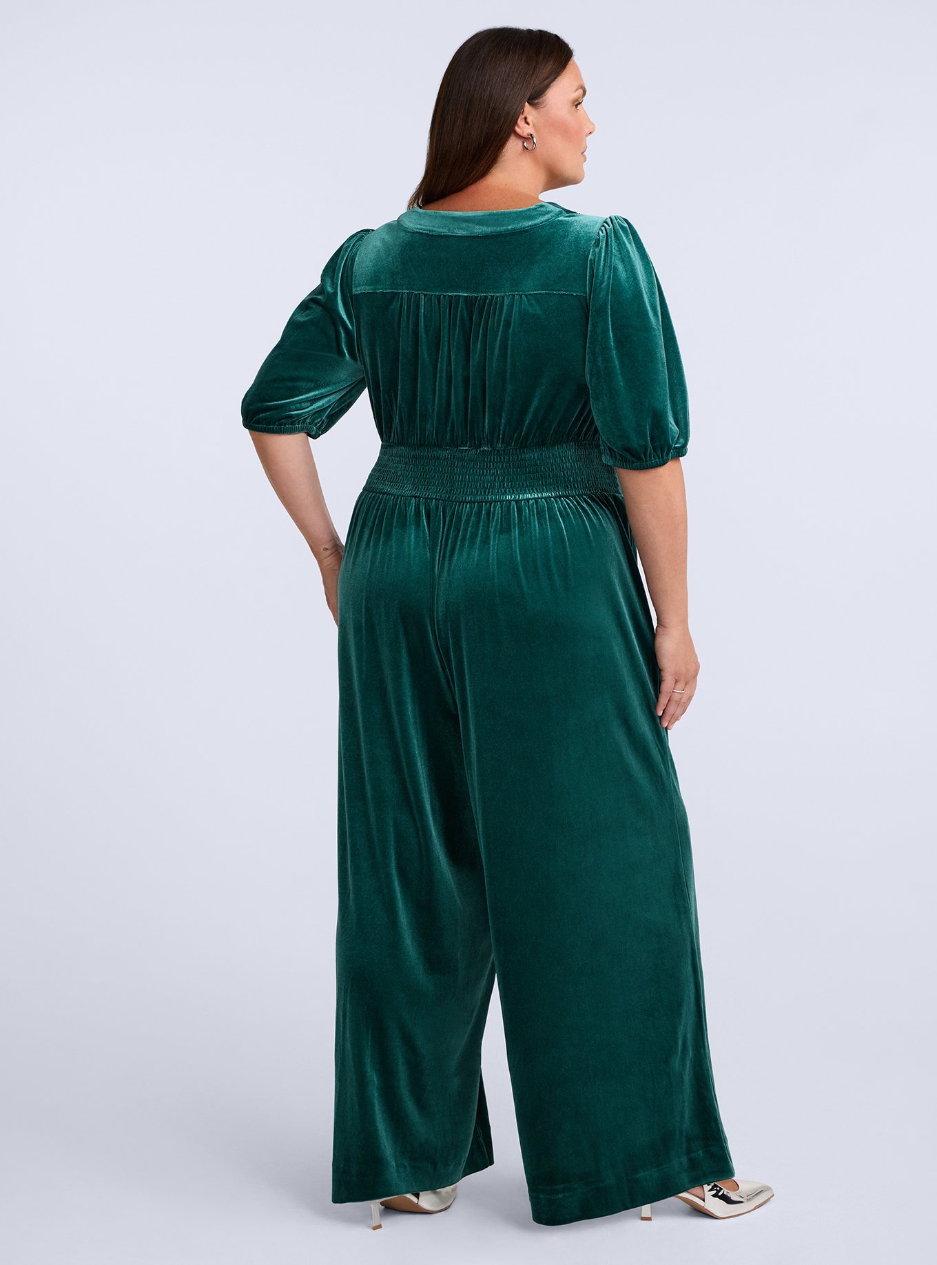 Belle Isle Wide Leg Velour Jumpsuit, BOTANICAL GARDEN, alternate