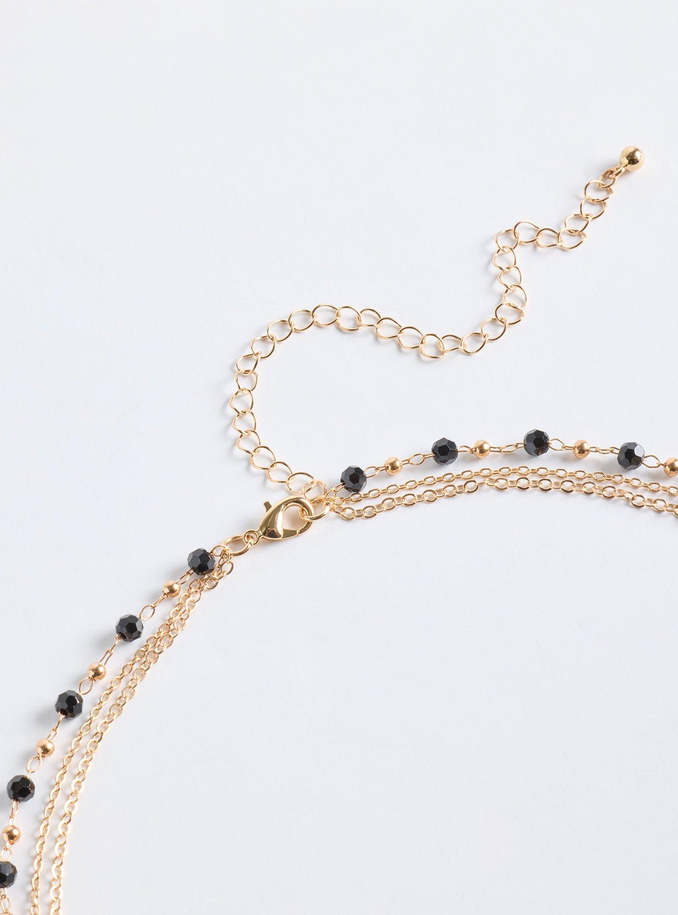 Plus Size Layered Beaded Clover Drop Necklace, , alternate