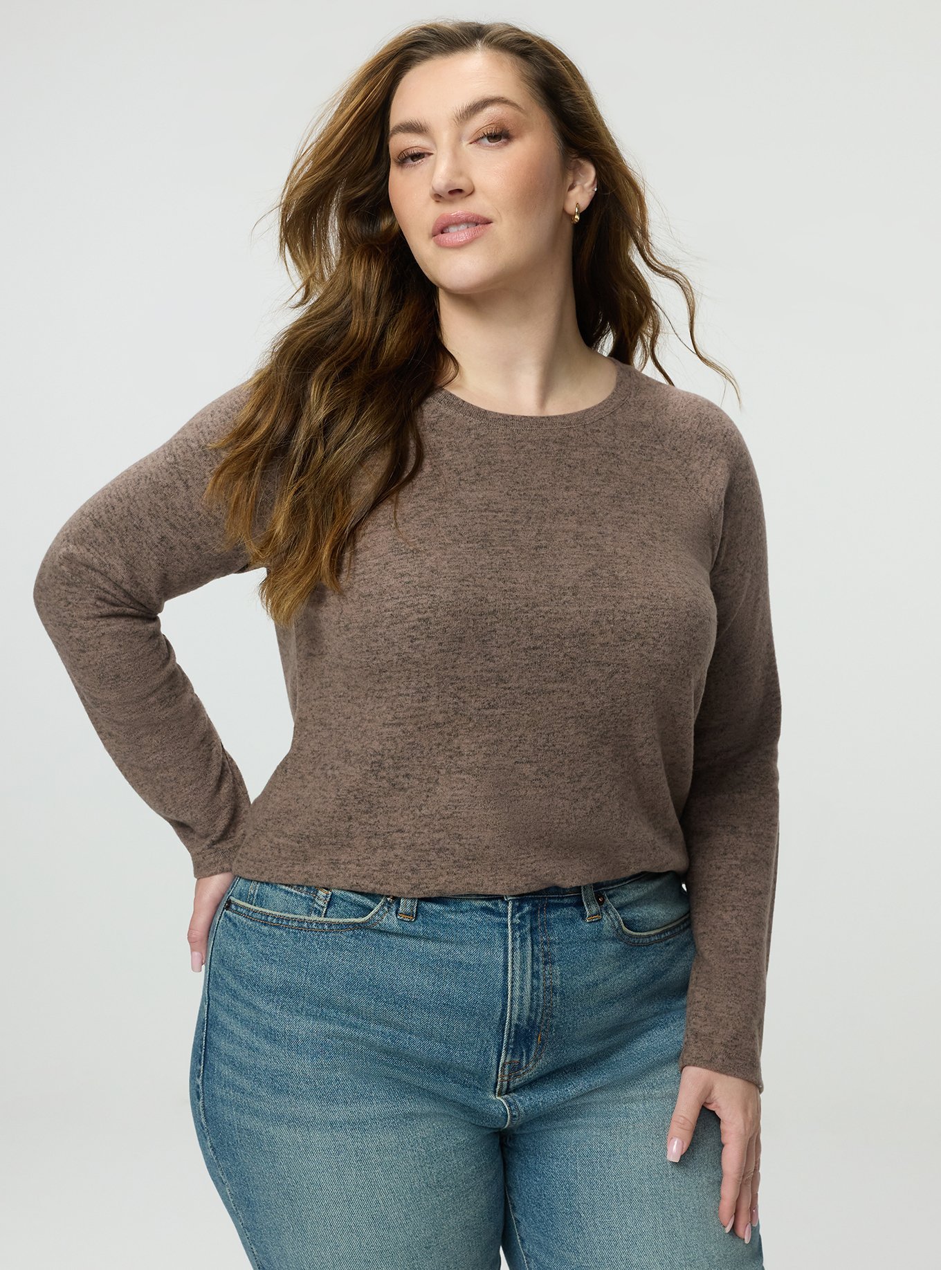 Super Soft Plush Raglan Tee, DEEP TAUPE, alternate