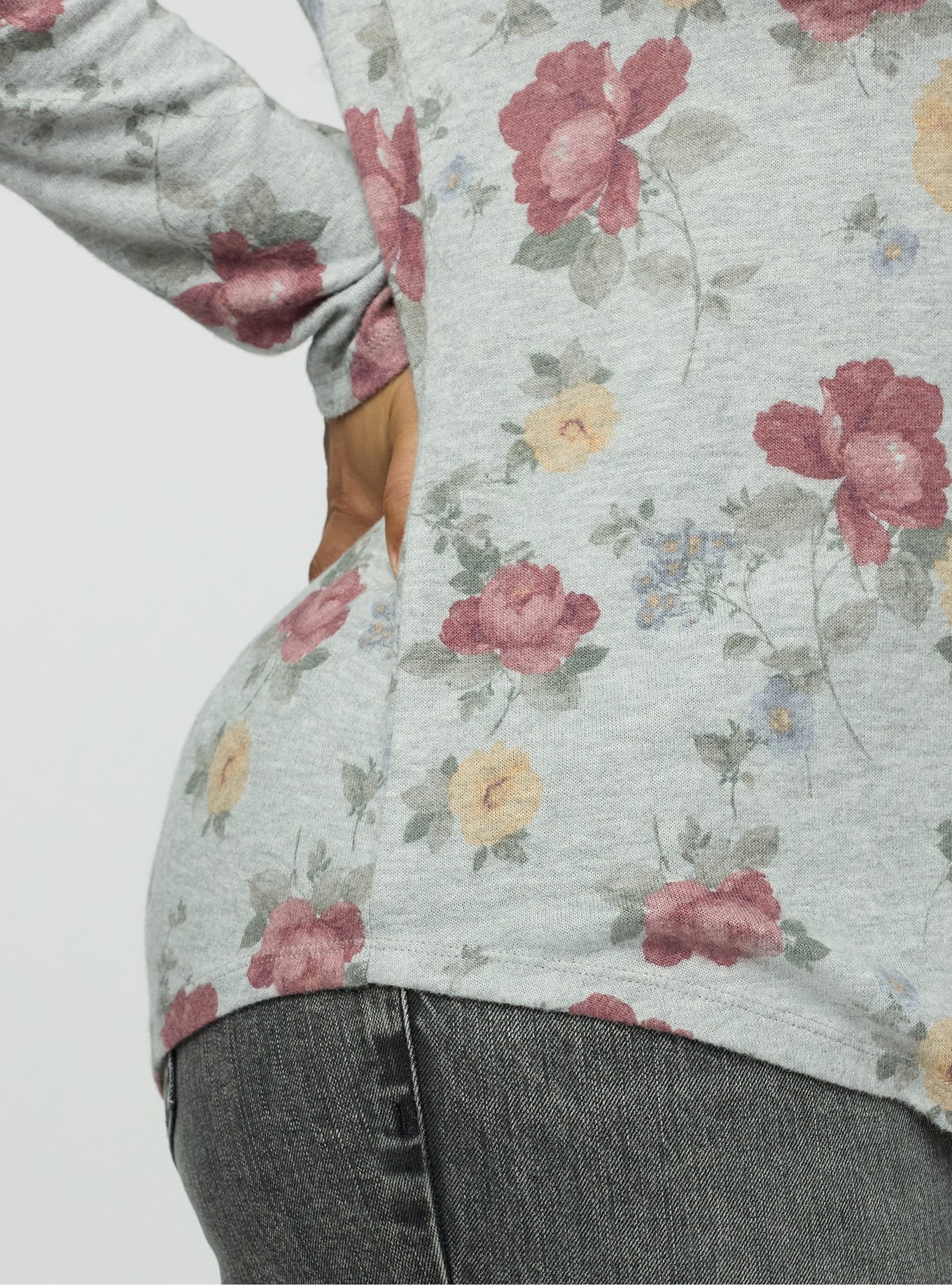 Super Soft Plush Raglan Tee, ODE FLORAL GRAY, alternate