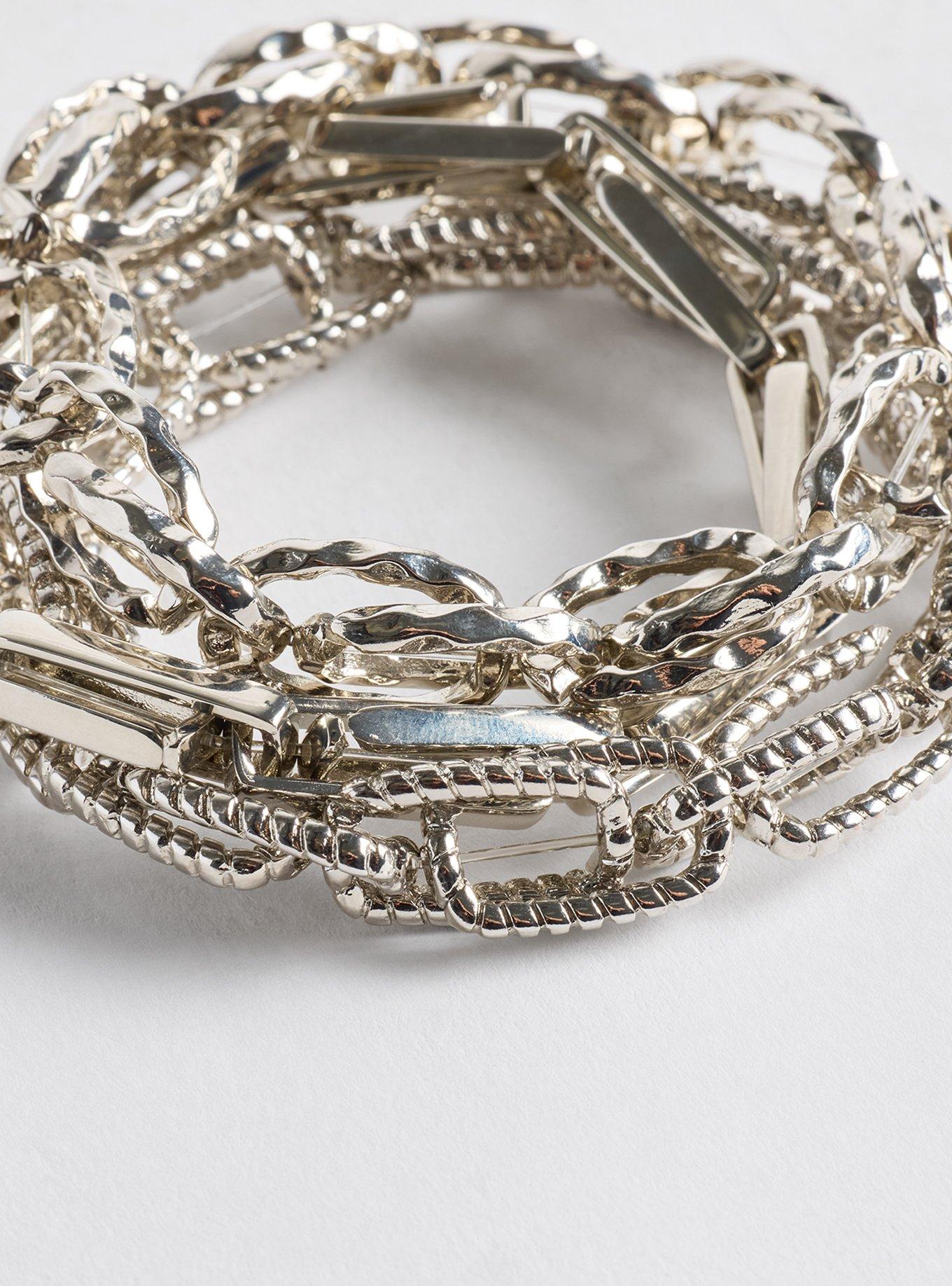 Textured Chain Link Bracelet, SILVER, alternate