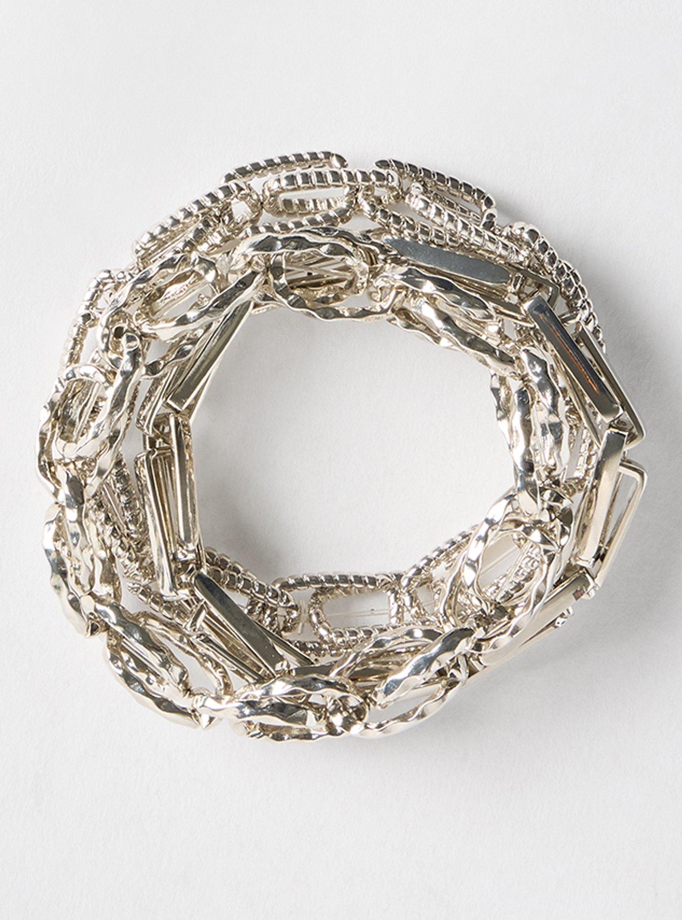 Textured Chain Link Bracelet, SILVER, hi-res