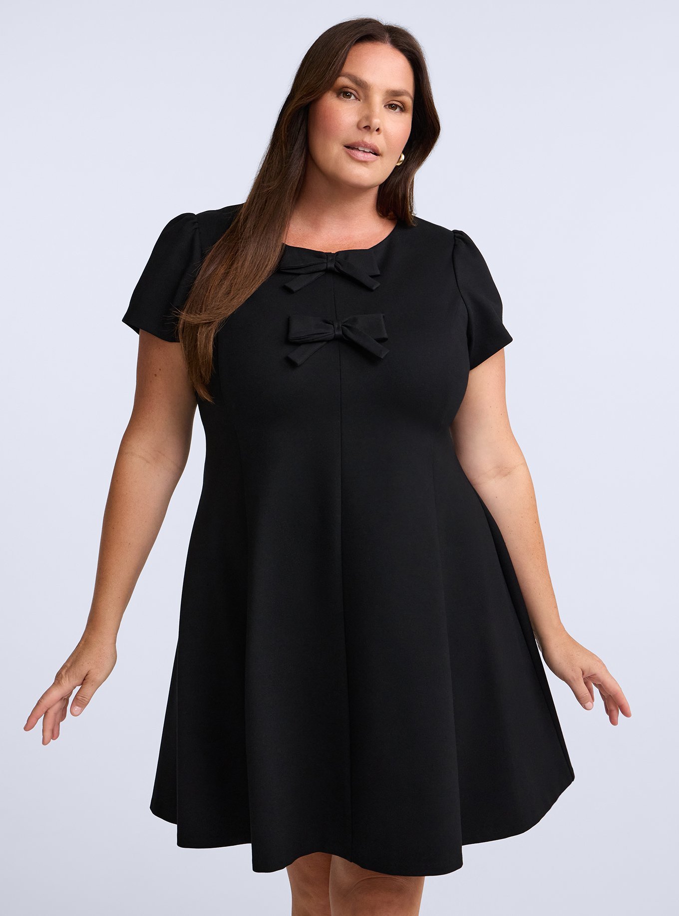 Belle Isle Bow Fit & Flare Dress, DEEP BLACK, alternate