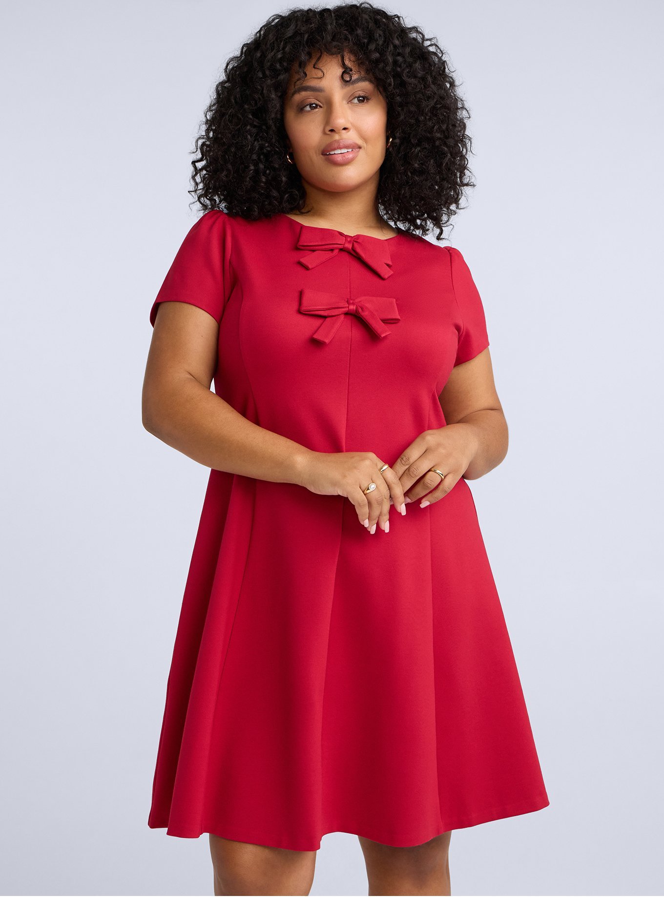 Belle Isle Bow Fit & Flare Dress, JESTER RED, alternate