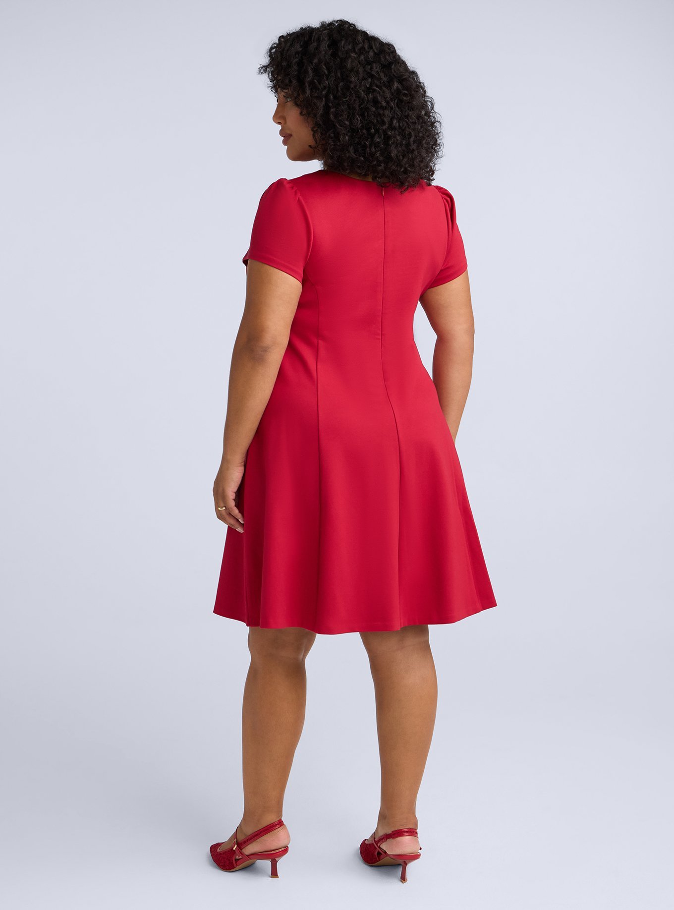 Belle Isle Bow Fit & Flare Dress, JESTER RED, alternate