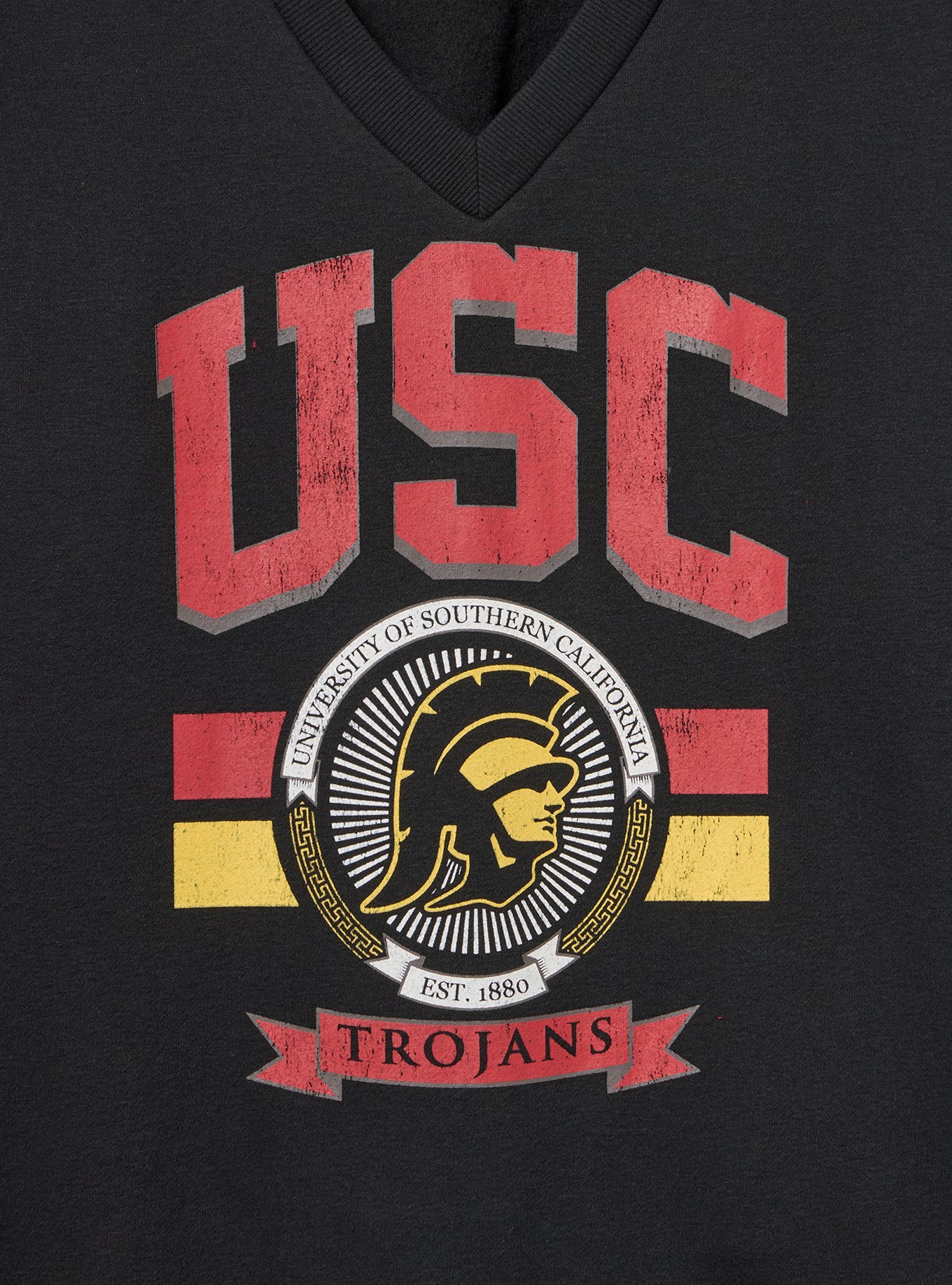 USC V-Neck Fleece Sweatshirt, DEEP BLACK, alternate