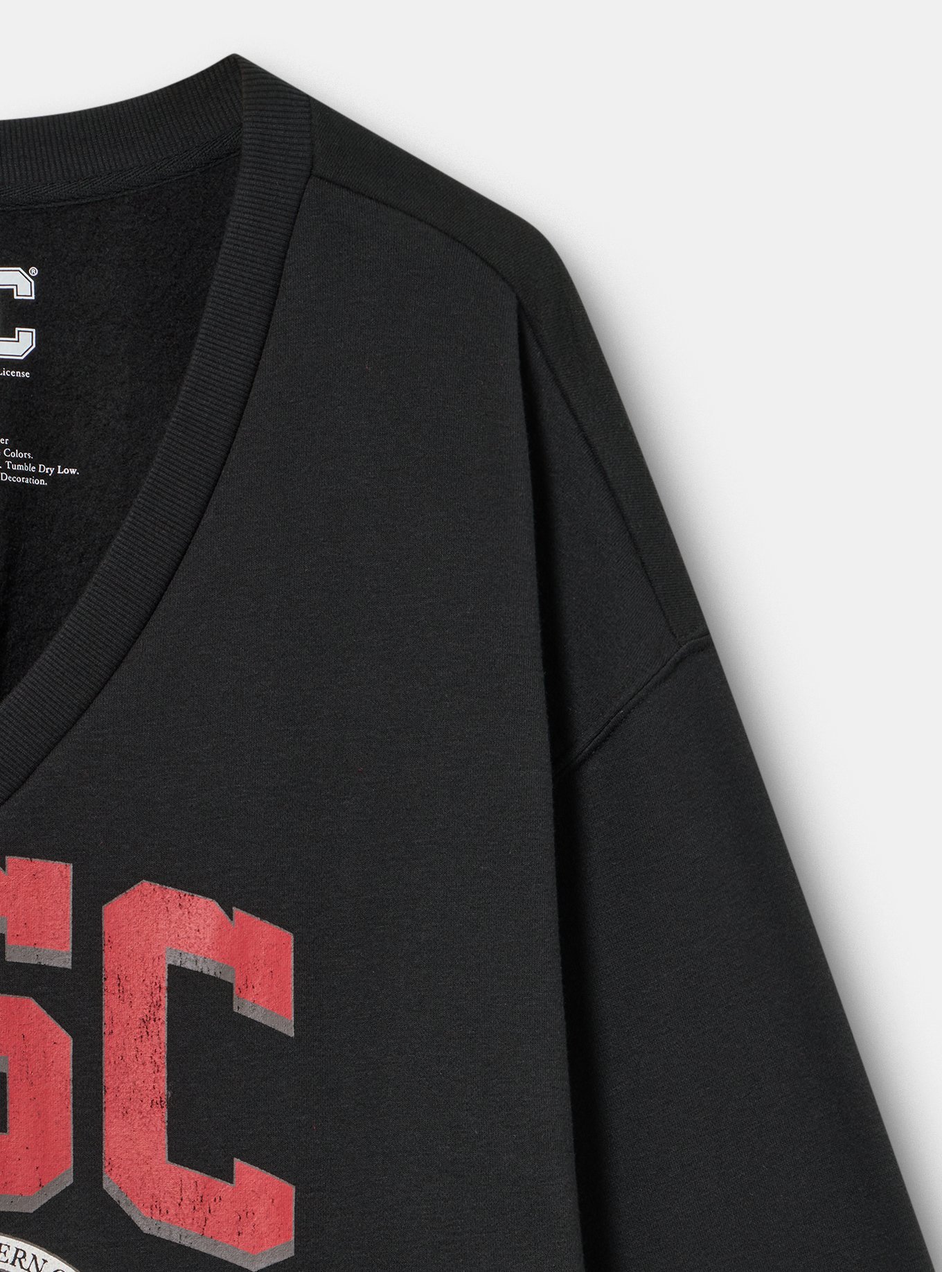 USC V-Neck Fleece Sweatshirt, DEEP BLACK, alternate