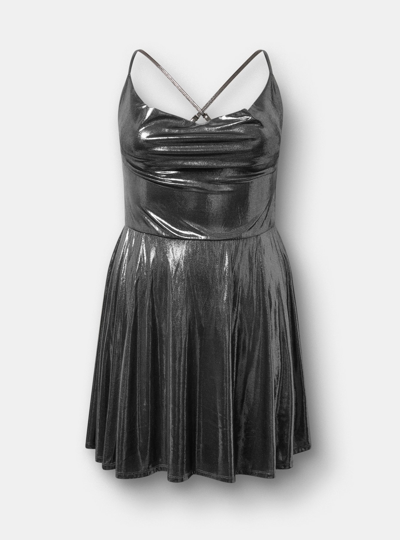 Liquid Shine Mini Dress, BRIGHT SILVER SHINE, flat