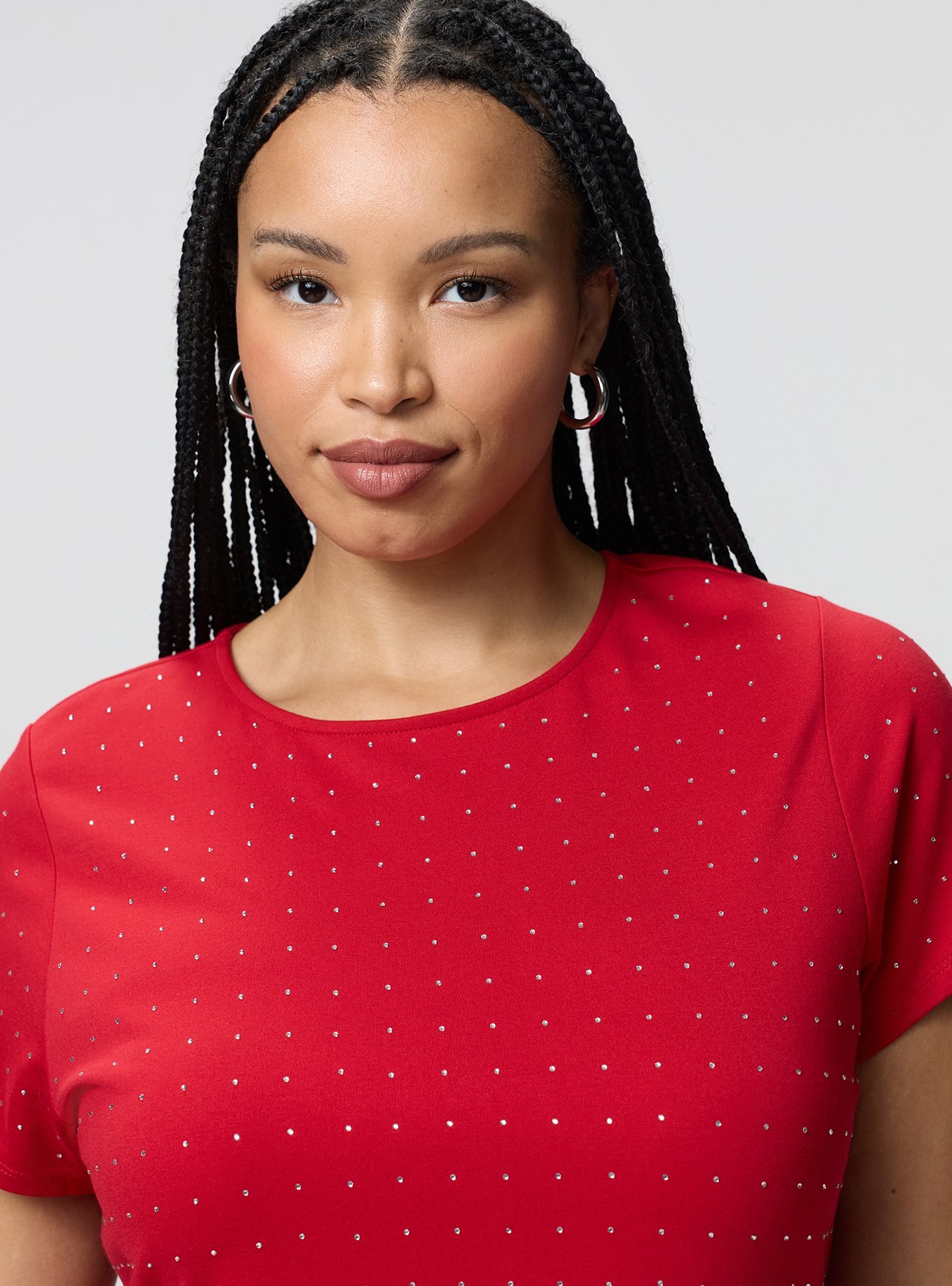 Rhinestone Skater Dress, JESTER RED, alternate