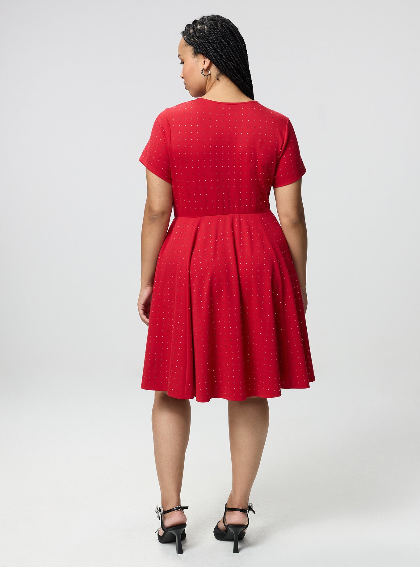 Rhinestone Skater Dress, JESTER RED, alternate