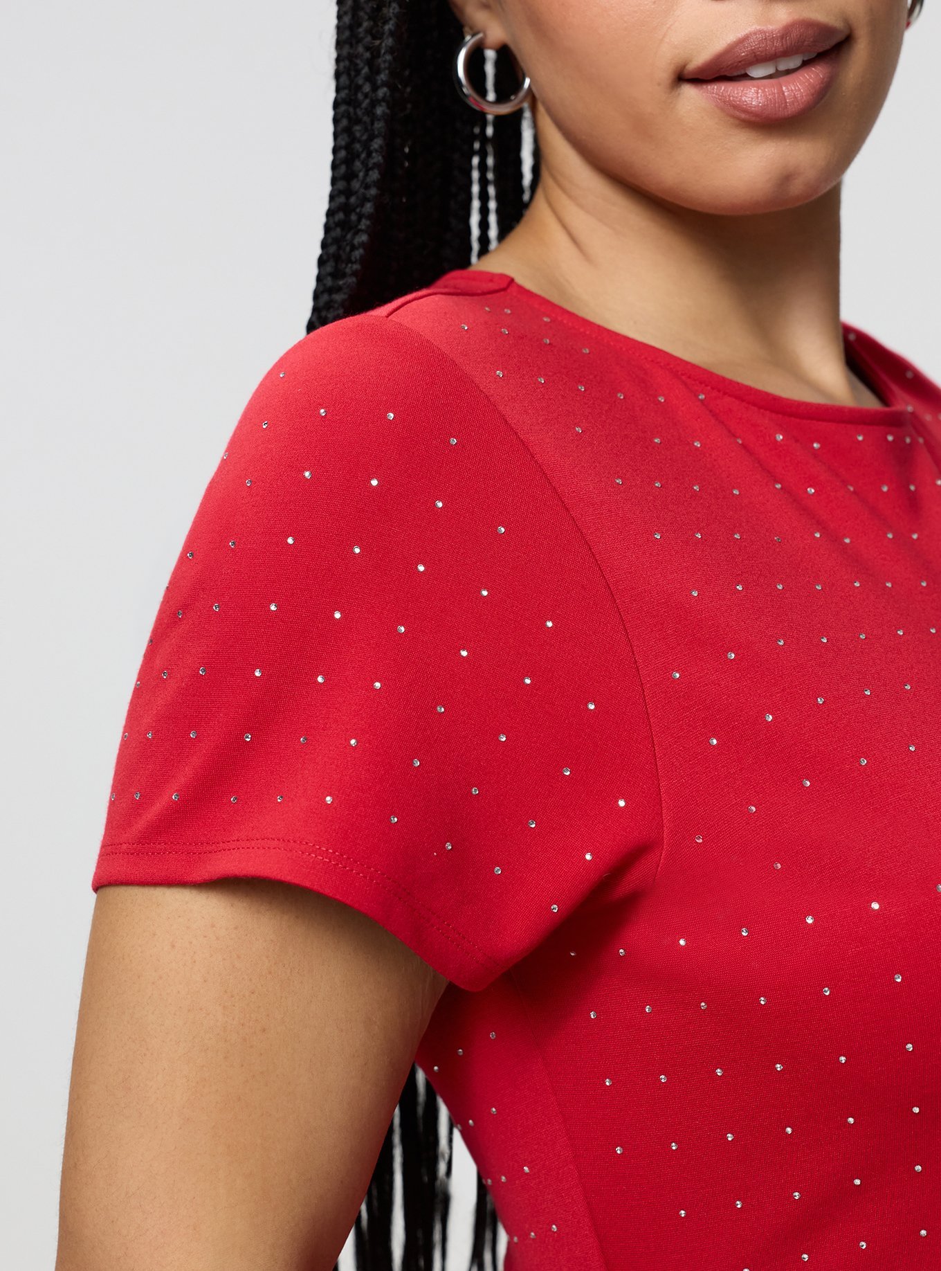 Rhinestone Skater Dress, JESTER RED, alternate