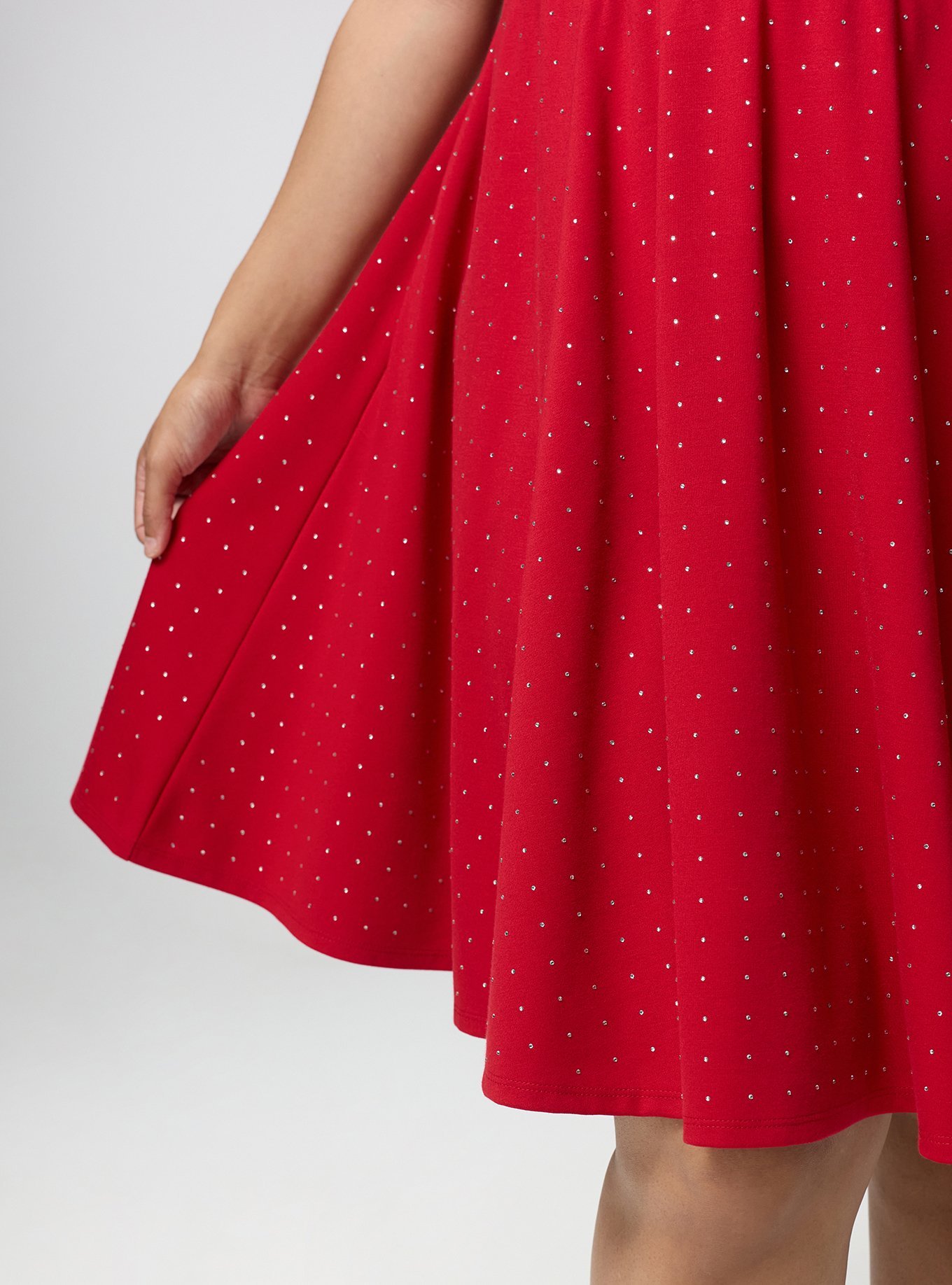 Rhinestone Skater Dress, JESTER RED, alternate