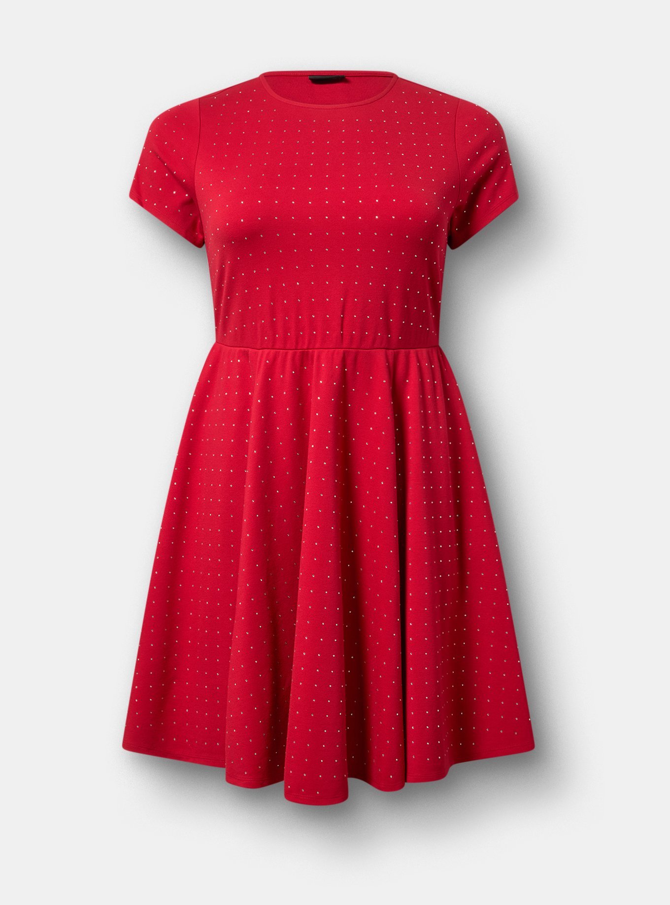 Rhinestone Skater Dress, JESTER RED, flat