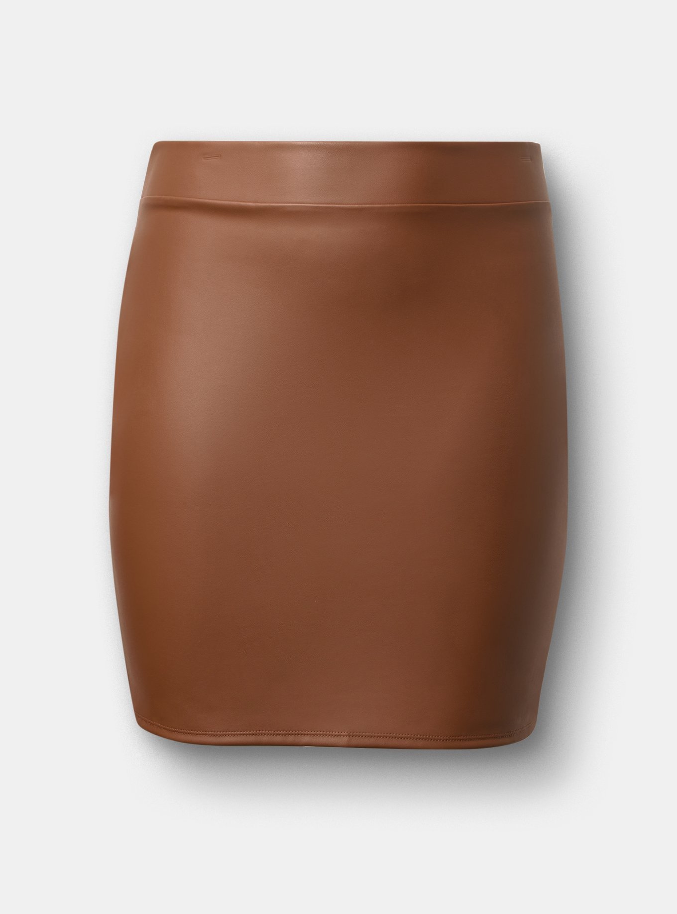 Signature Waist Faux Leather Mini Skirt, CAPPUCCINO, flat