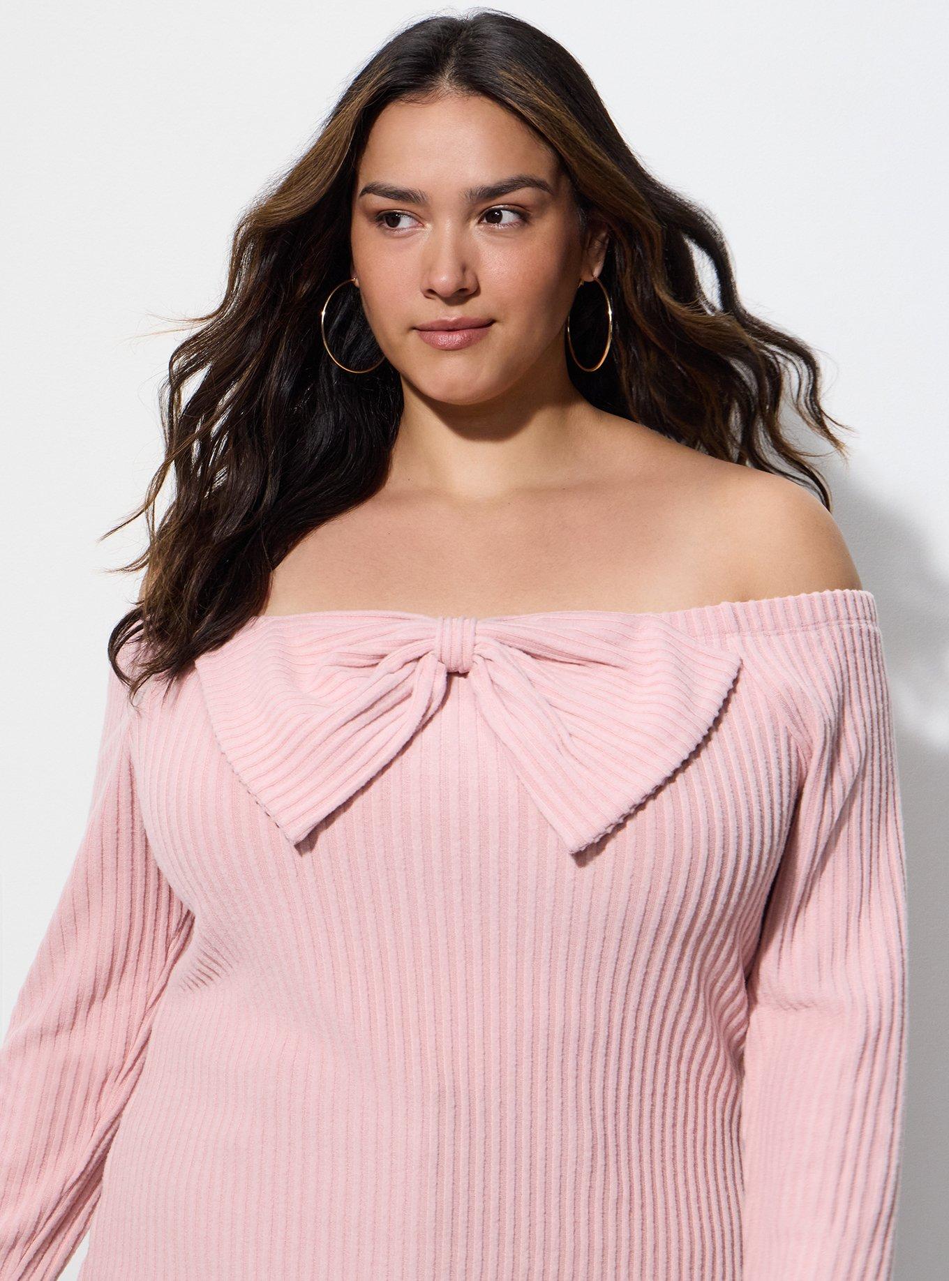 LoveSick Off Shoulder Bow Top, SILVER PINK, alternate