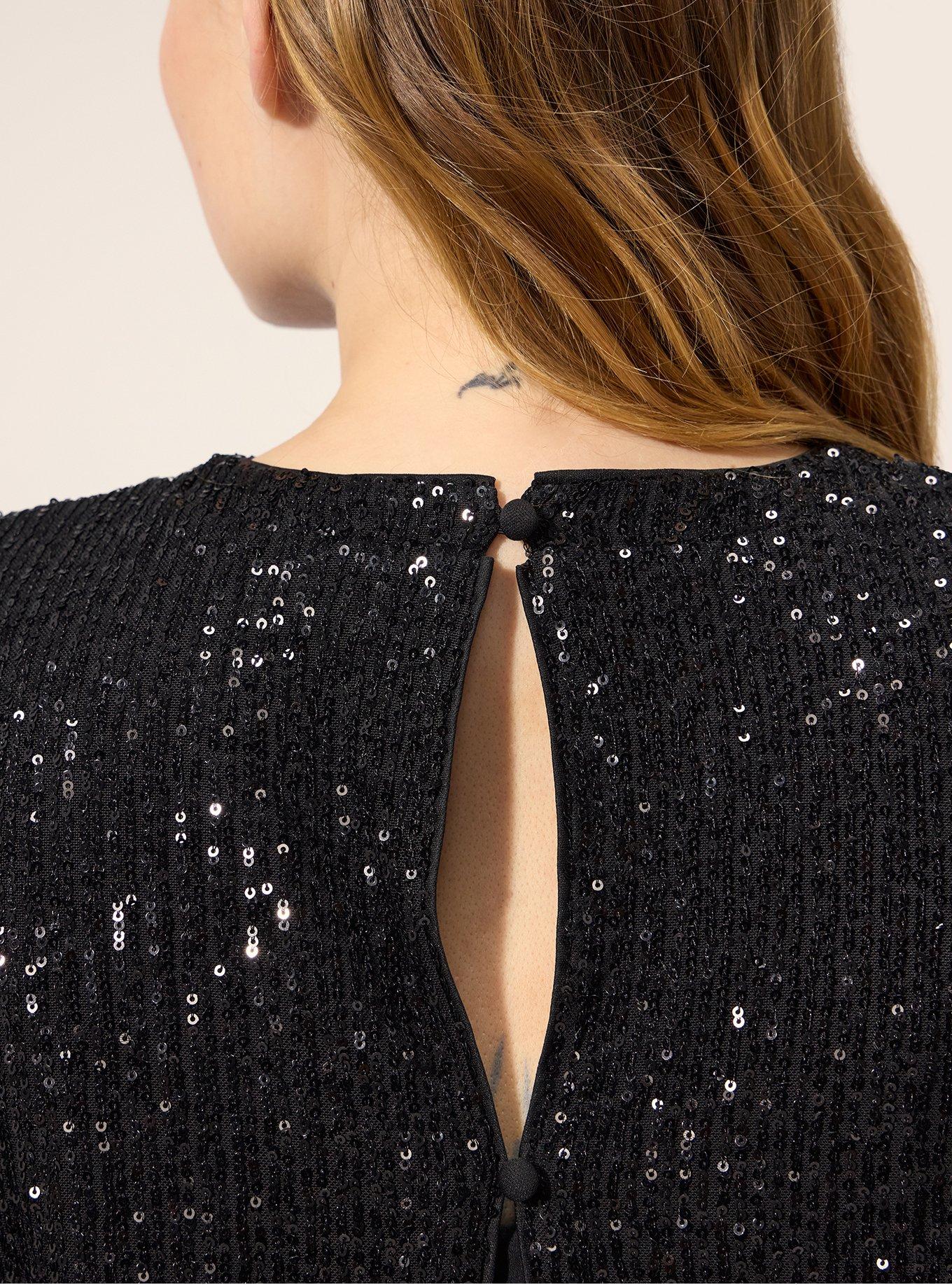 Festi Fringe Sequin Cape, DEEP BLACK, alternate