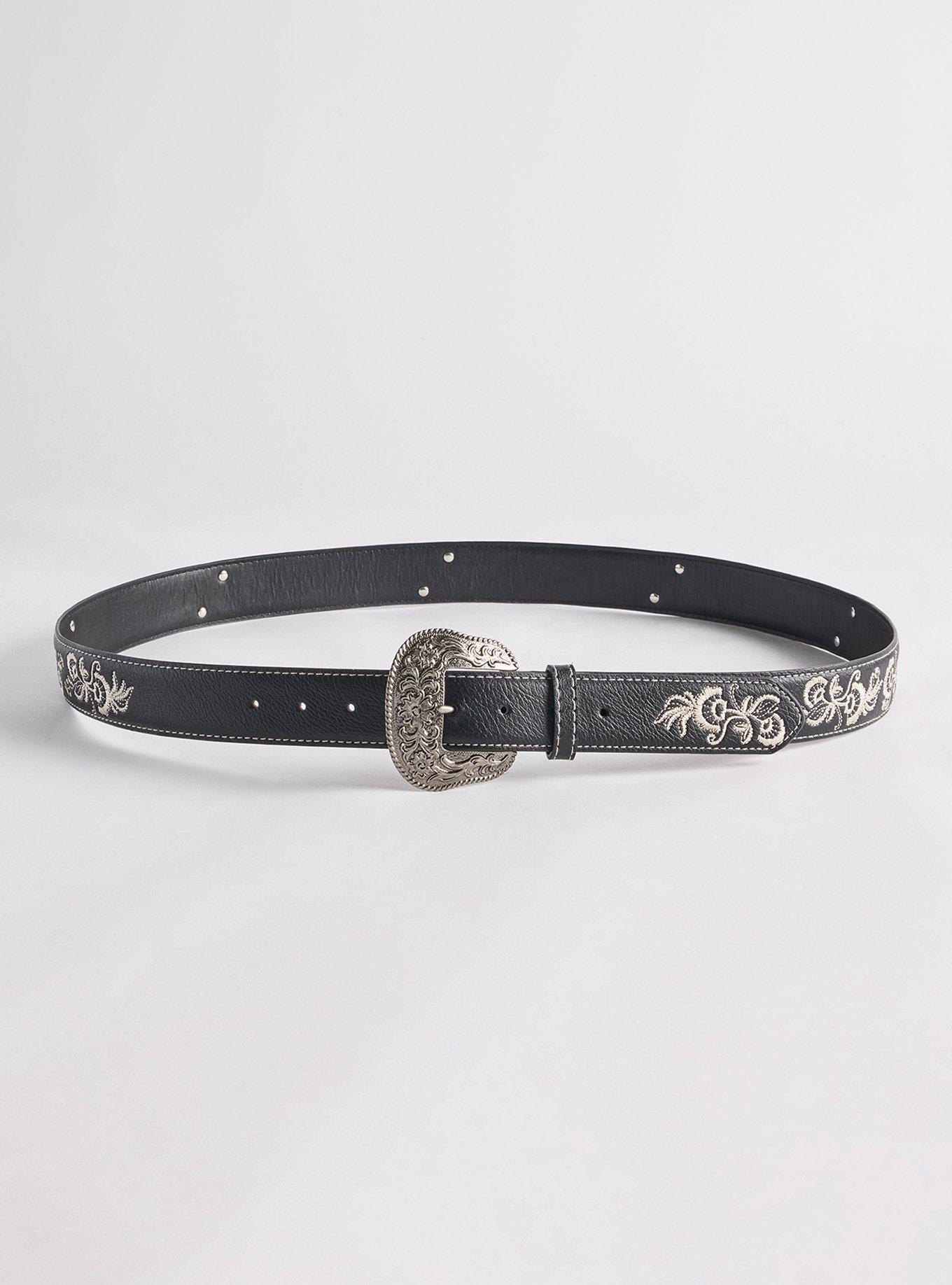 Embroidered Belt, BLACK, alternate