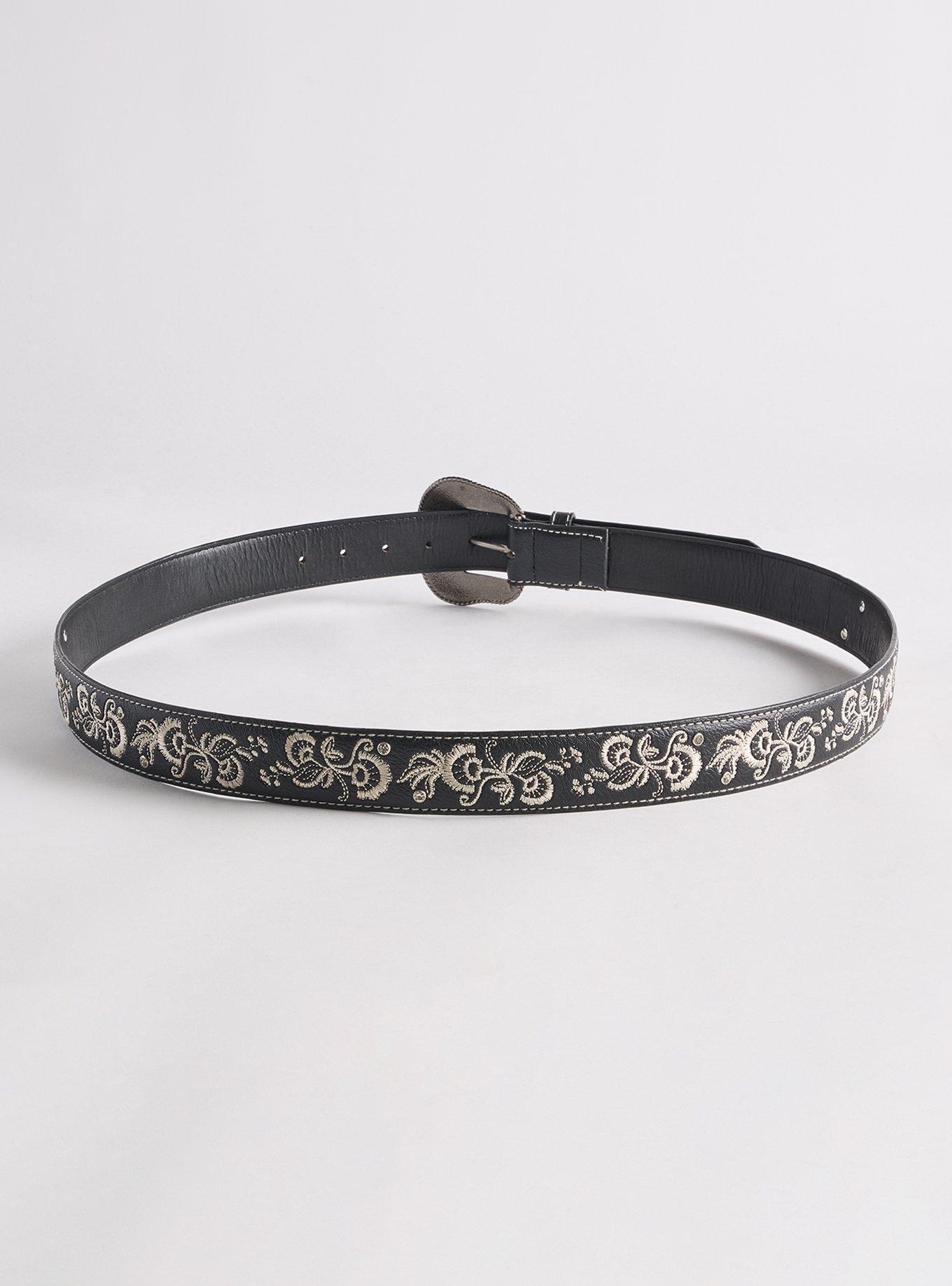Embroidered Belt, BLACK, alternate