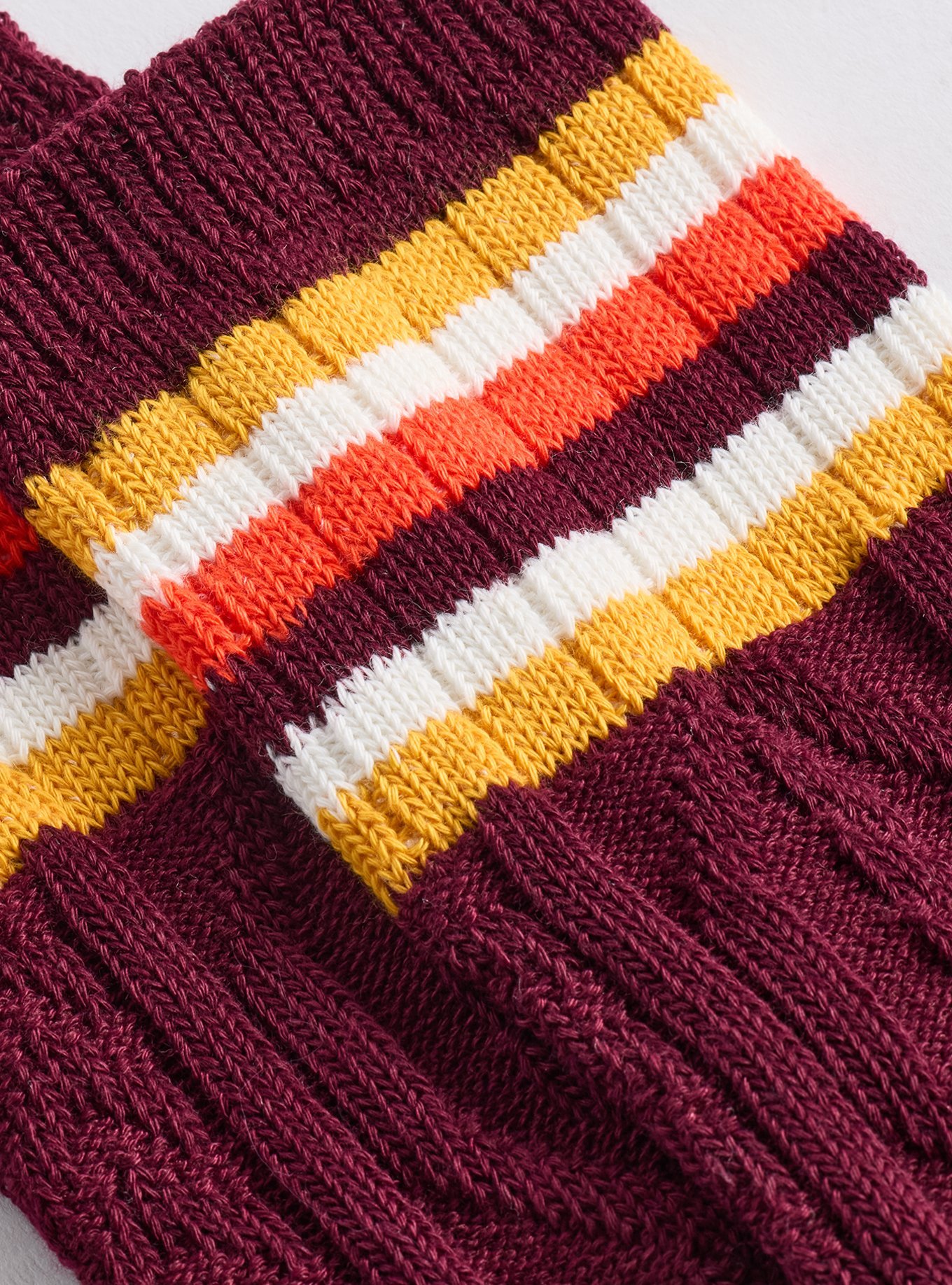Cable Knit Varsity Crew Sock, WINE, alternate