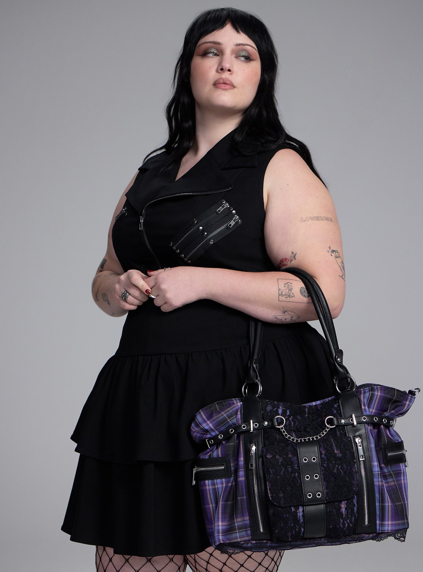 Nightfall Plaid Slouchy Handbag, , hi-res