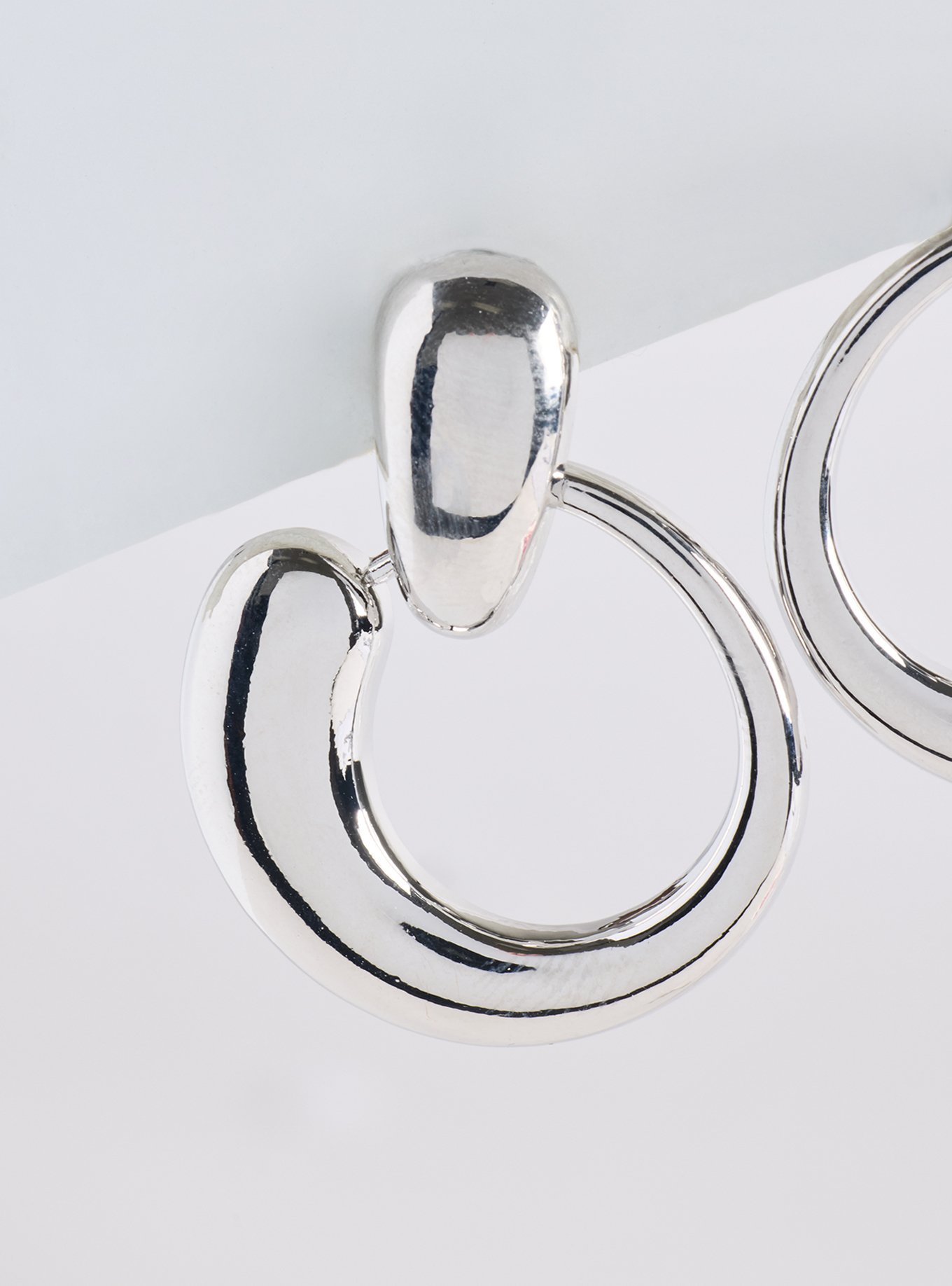 Door Knocker Earring, SILVER, alternate
