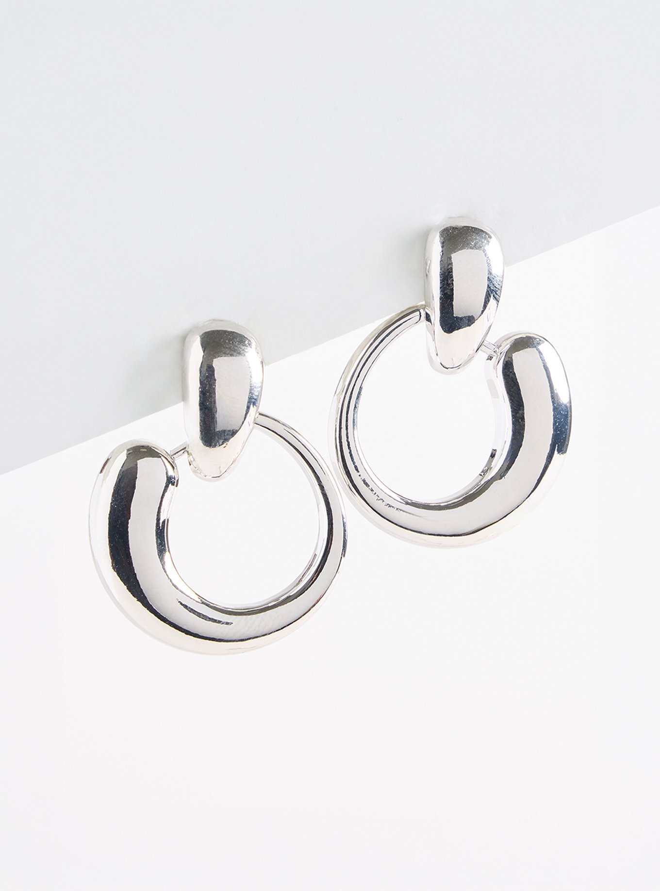 Door Knocker Earring, SILVER, hi-res