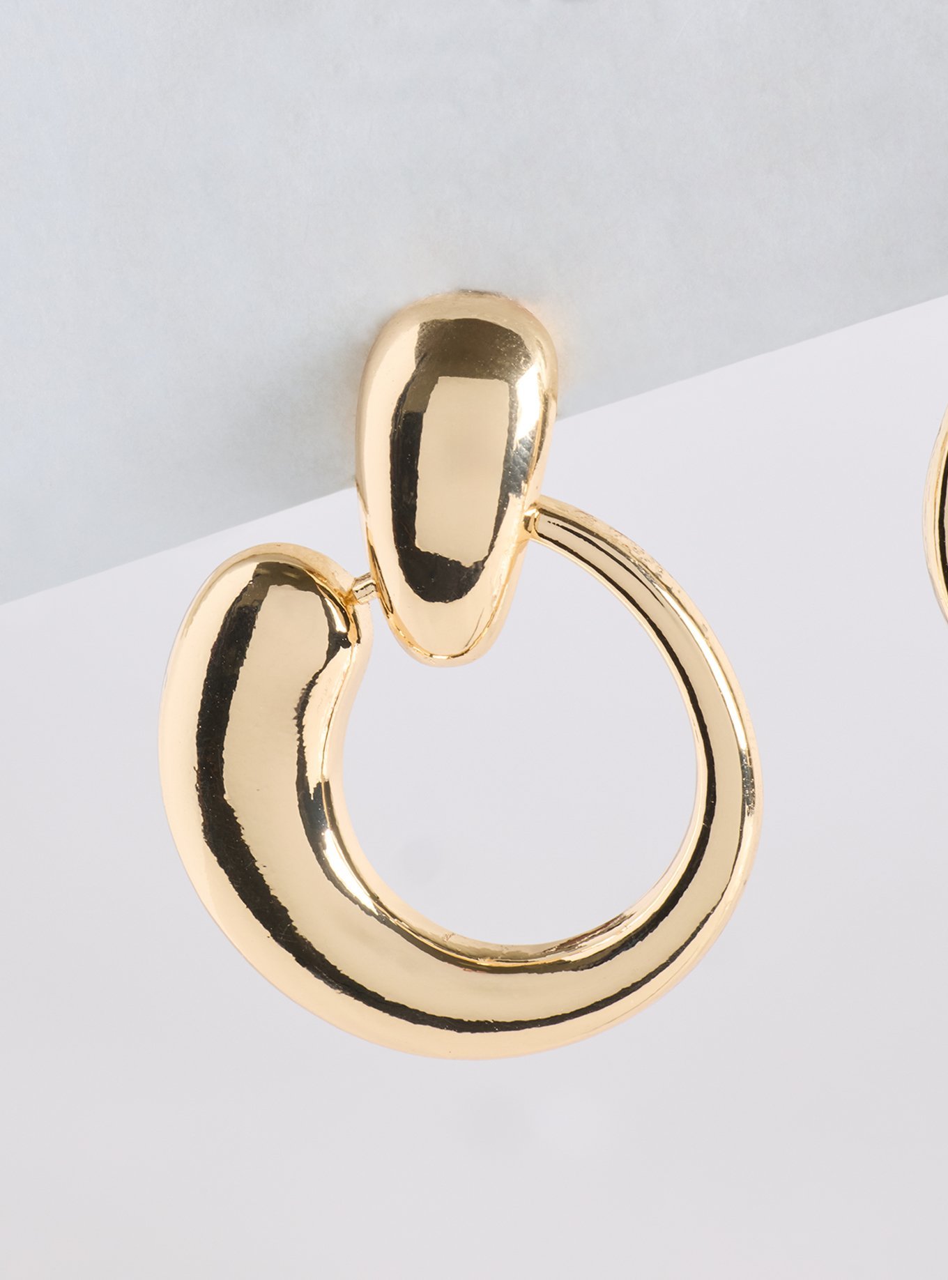 Door Knocker Earring, GOLD, alternate