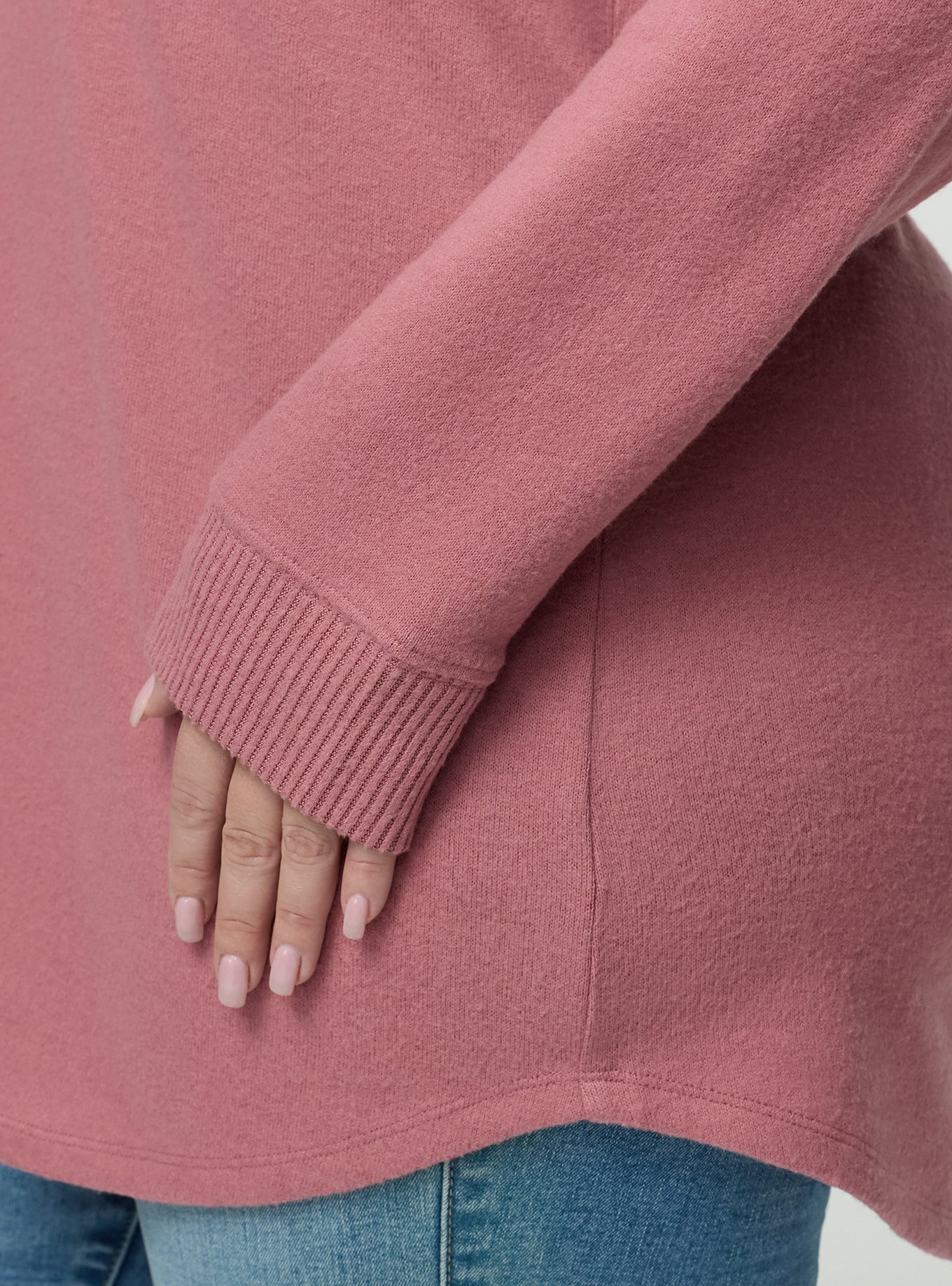 Super Soft Plush V-Neck Shirttail Tunic Sweatshirt, MESA ROSE, alternate