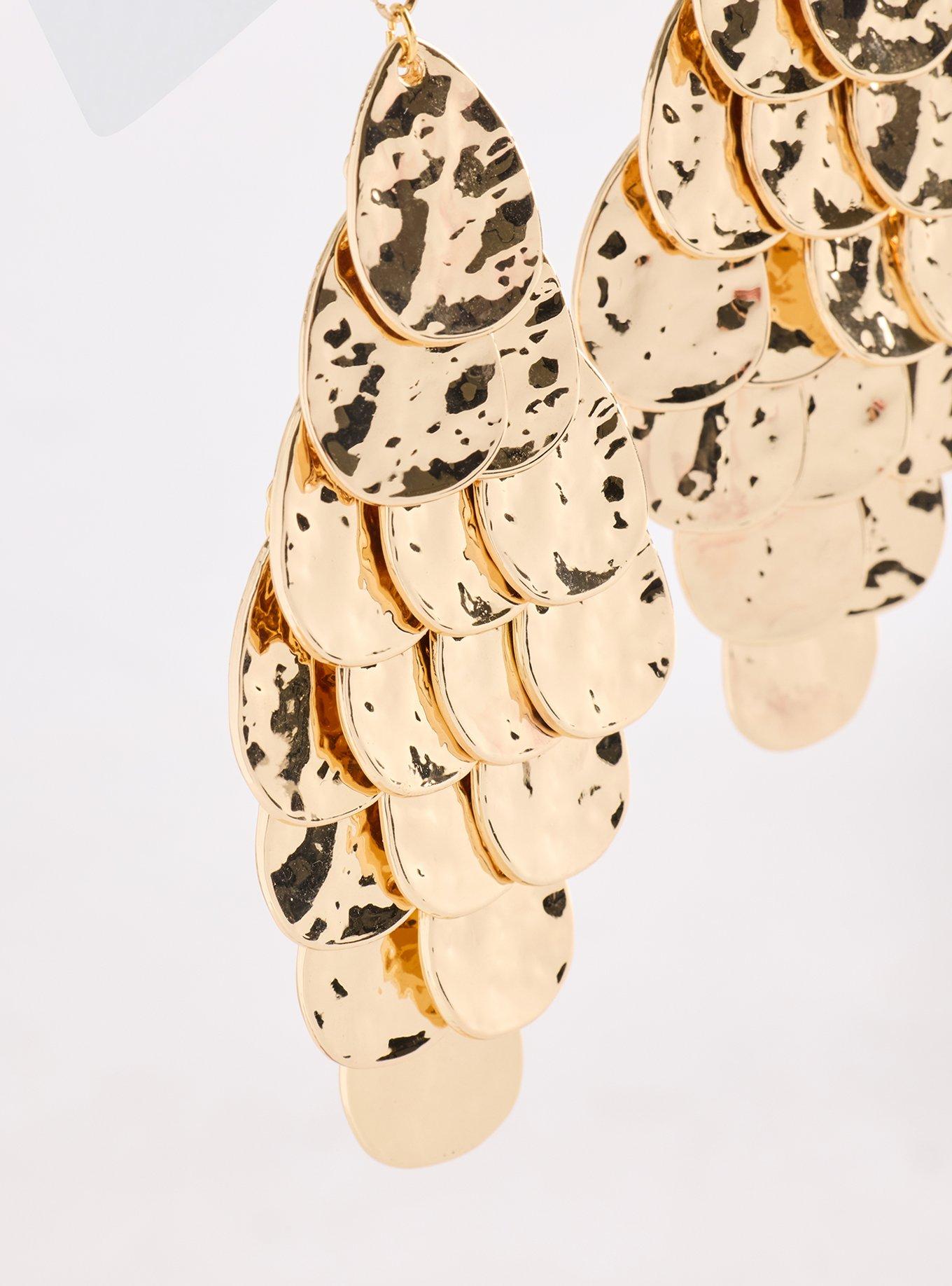 Tiered Textured Droplet Earring, GOLD, alternate