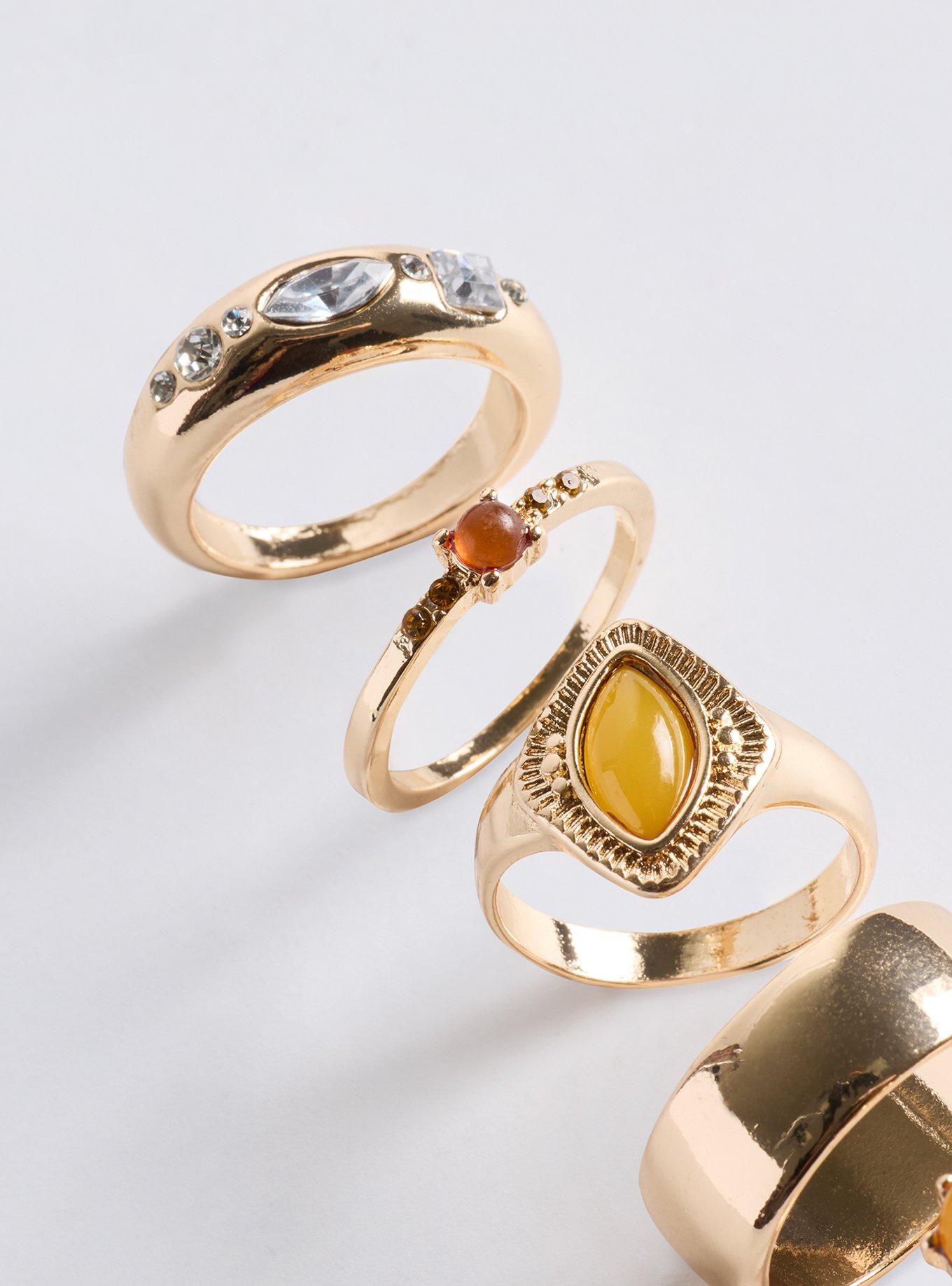 Gem Stone Ring Set, GOLD, alternate