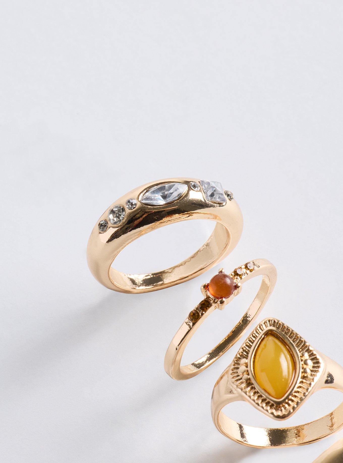 Gem Stone Ring Set, GOLD, alternate