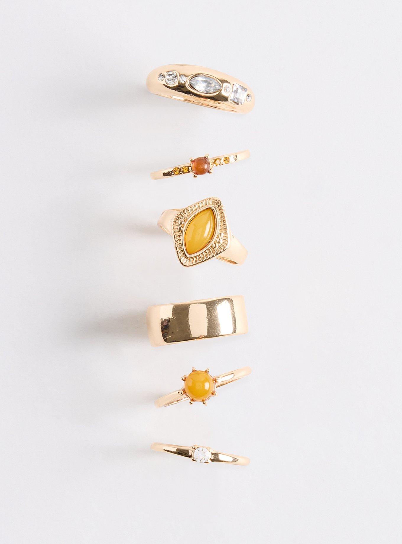 Gem Stone Ring Set, GOLD, hi-res