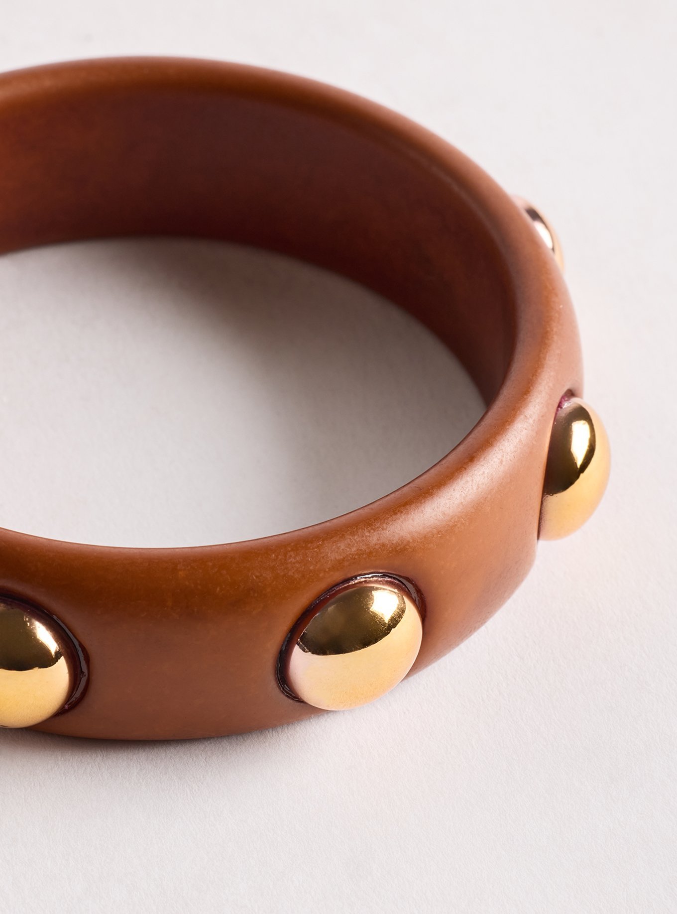 Plus Size Studded Stained Bangle, BROWN, alternate