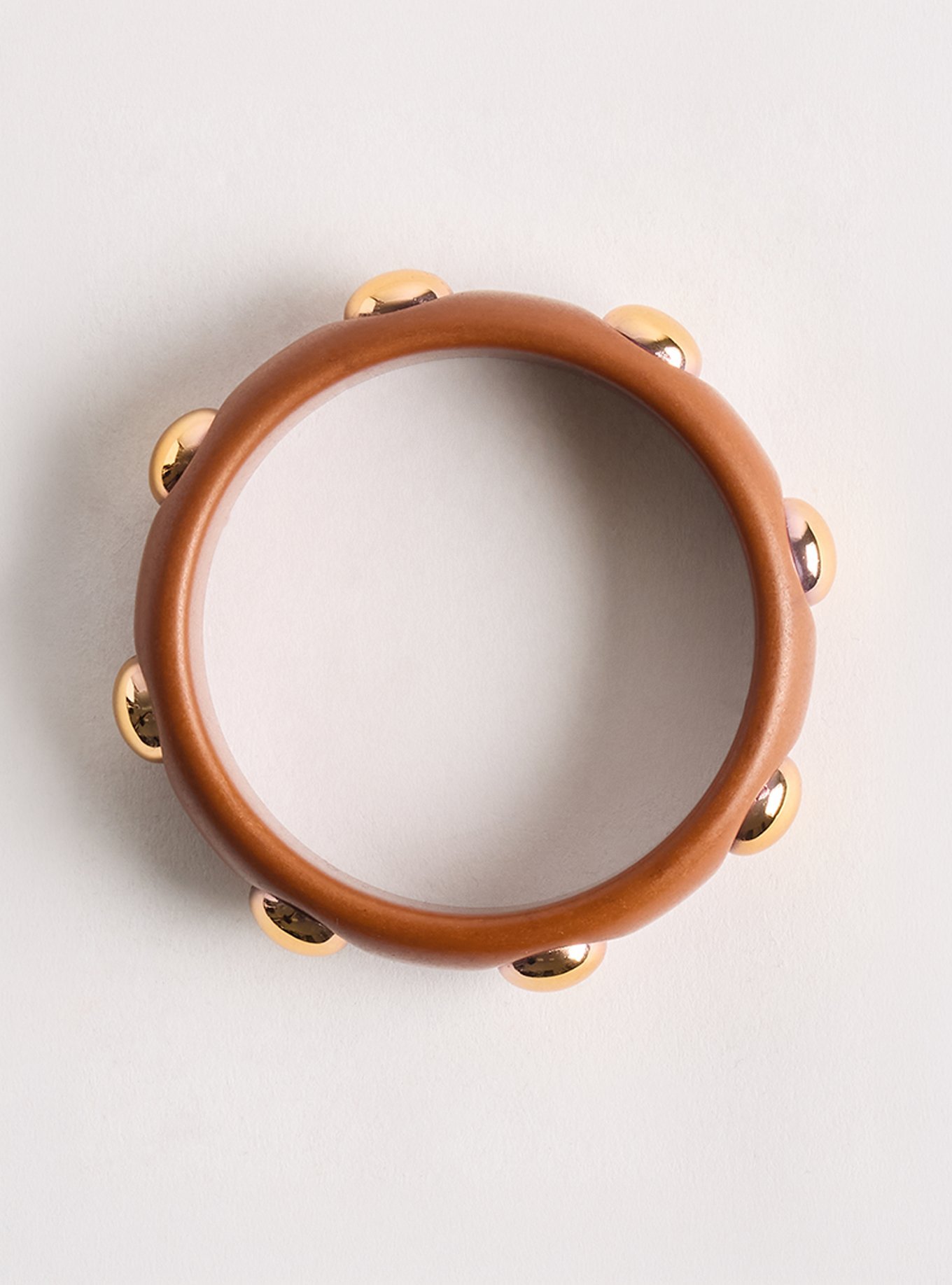 Plus Size Studded Stained Bangle, BROWN, hi-res