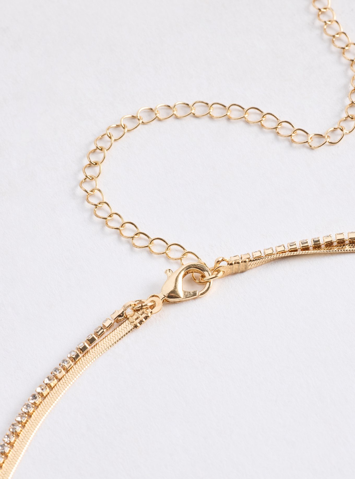 Rhinstone Clover Layered Necklace, , alternate