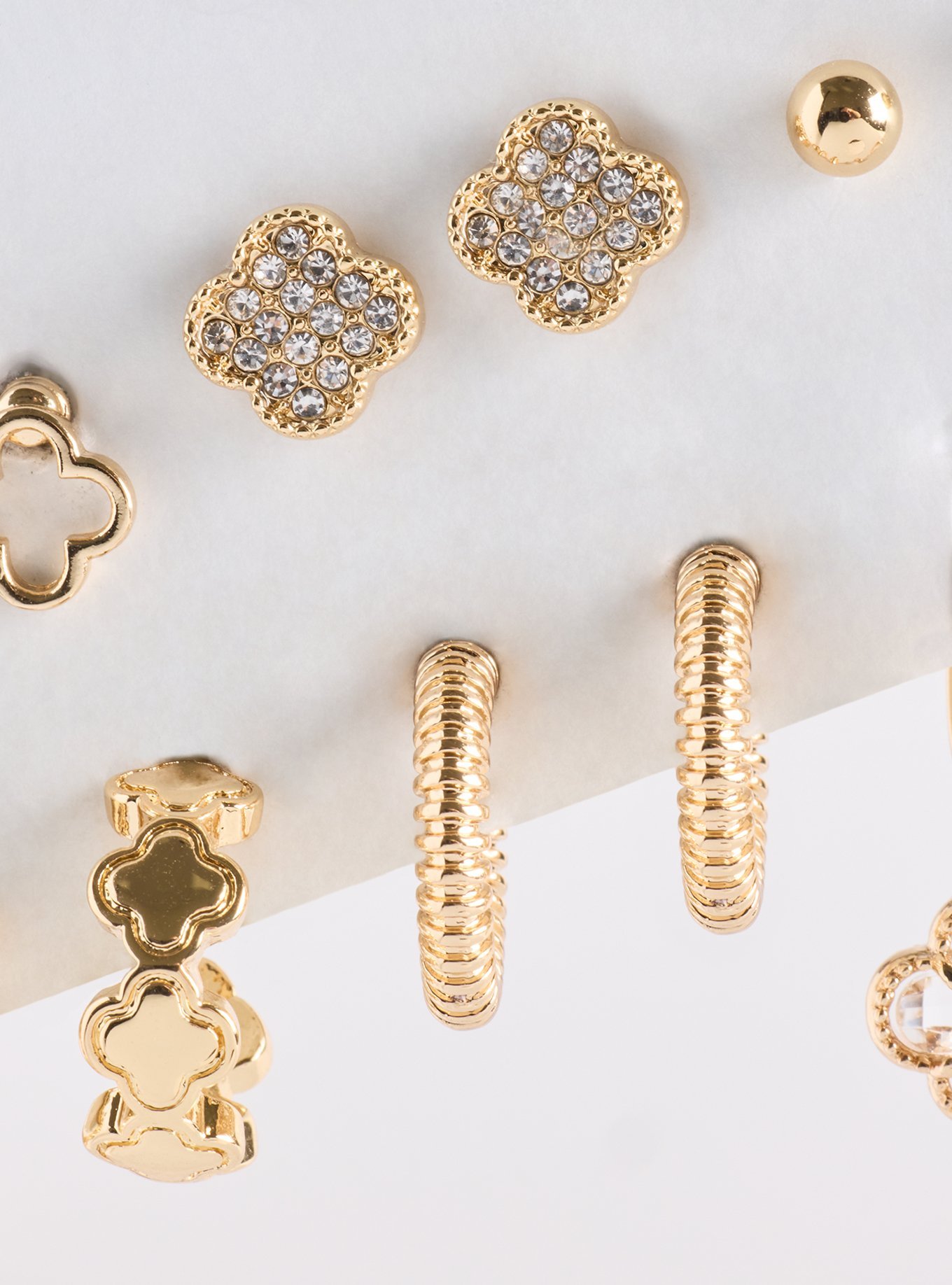 Clover Hoop & Stud Pave Earring Set, , alternate