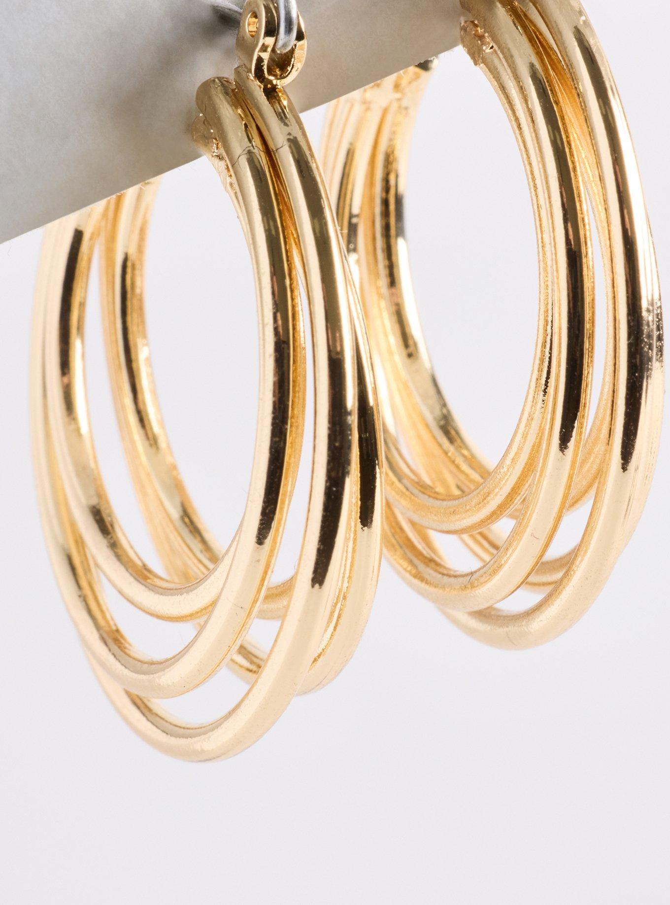 Triple Stacked Hoop Earring, , alternate