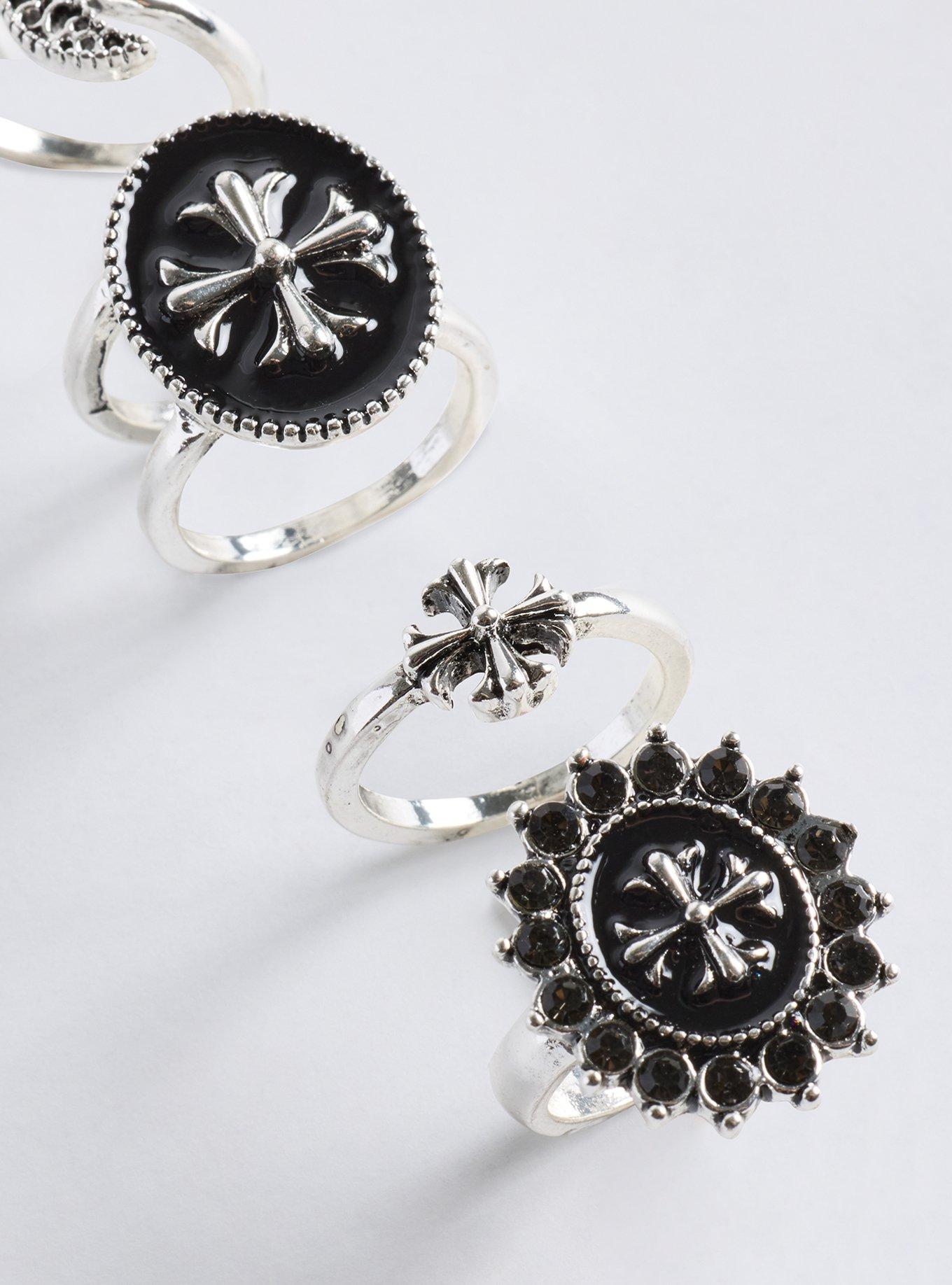 Enamel Cross Ring Set, SILVER, alternate
