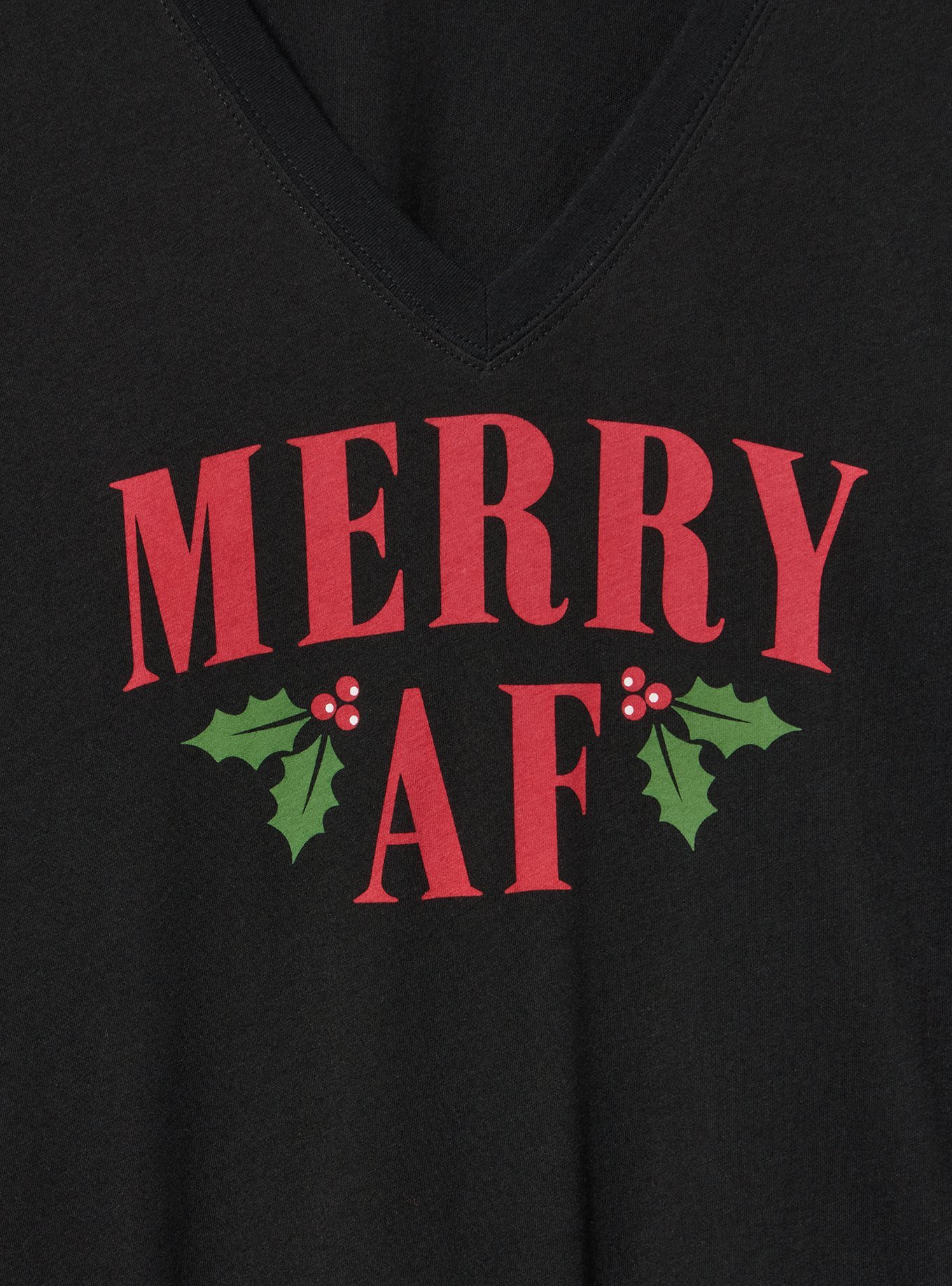Classic Heritage Jersey Long Sleeve V-Neck Tee, MERRY AF DEEP BLACK, alternate