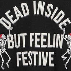 Classic Heritage Jersey Long Sleeve V-Neck Tee, DEAD INSIDE SKELLIES DEEP BLACK, swatch