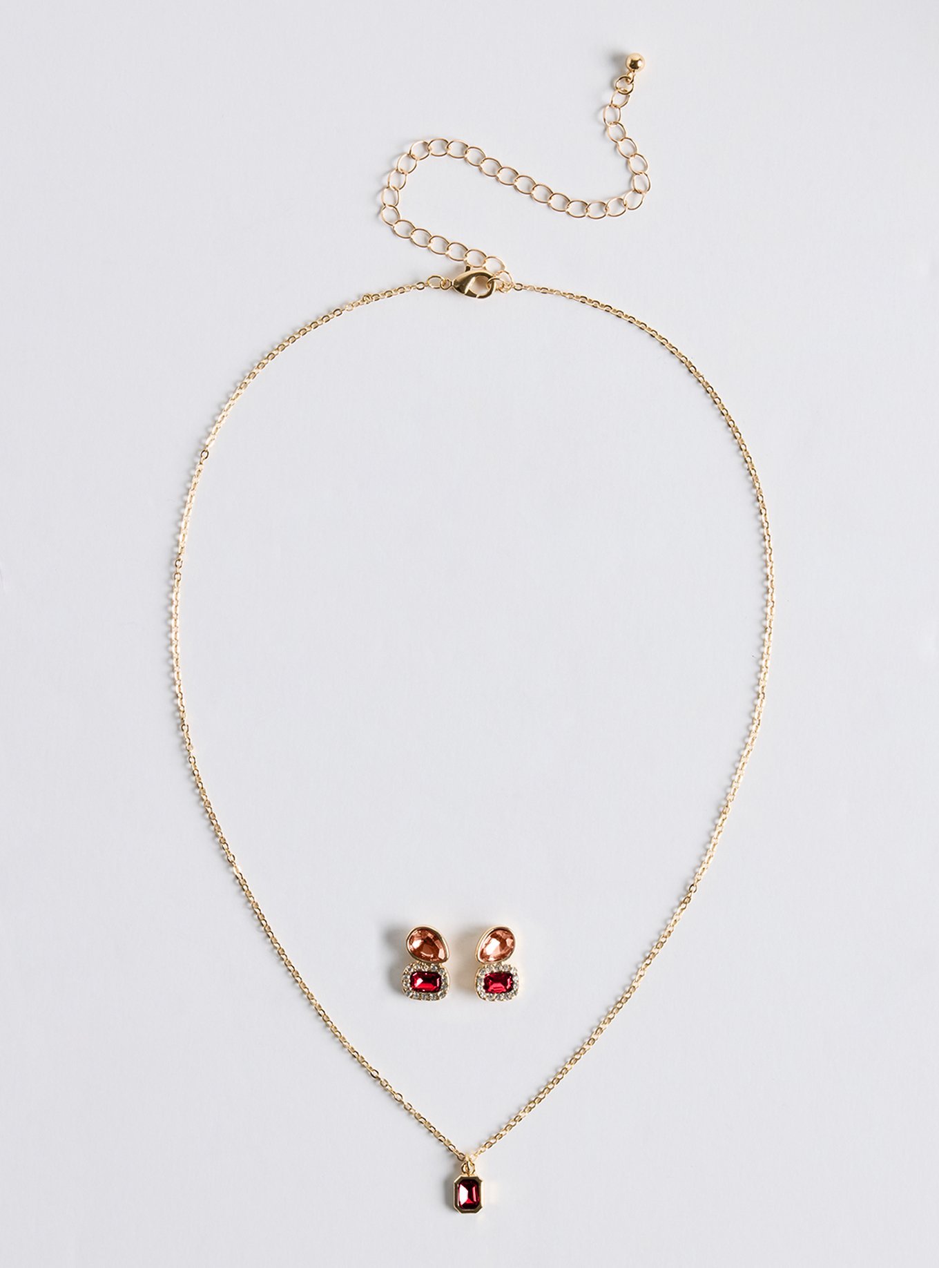 Gemstone Necklace & Earring Set, GARNET, hi-res