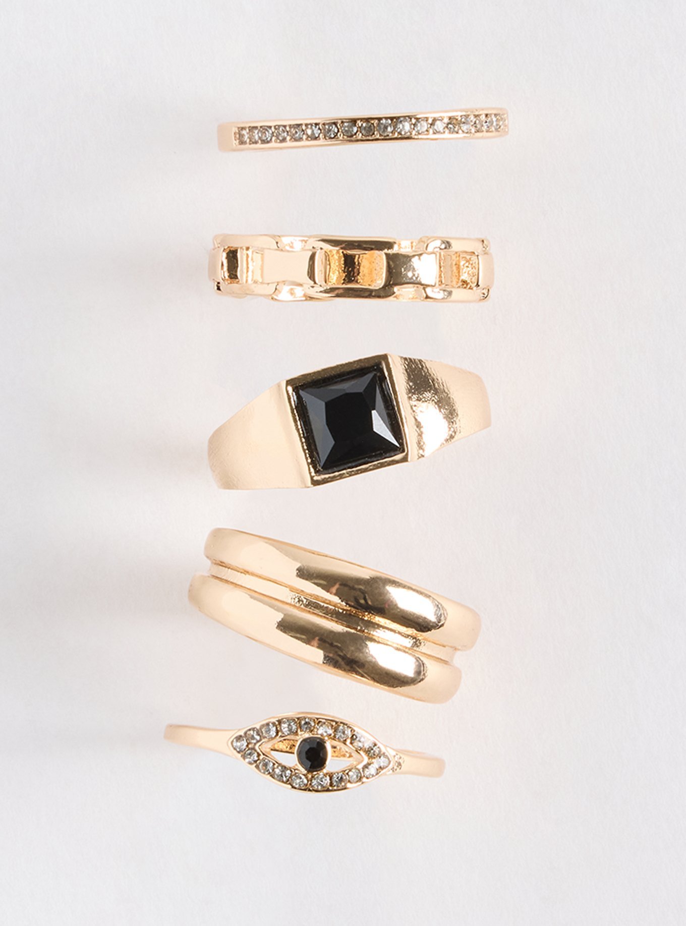 Signet Ring Set, GOLD, hi-res