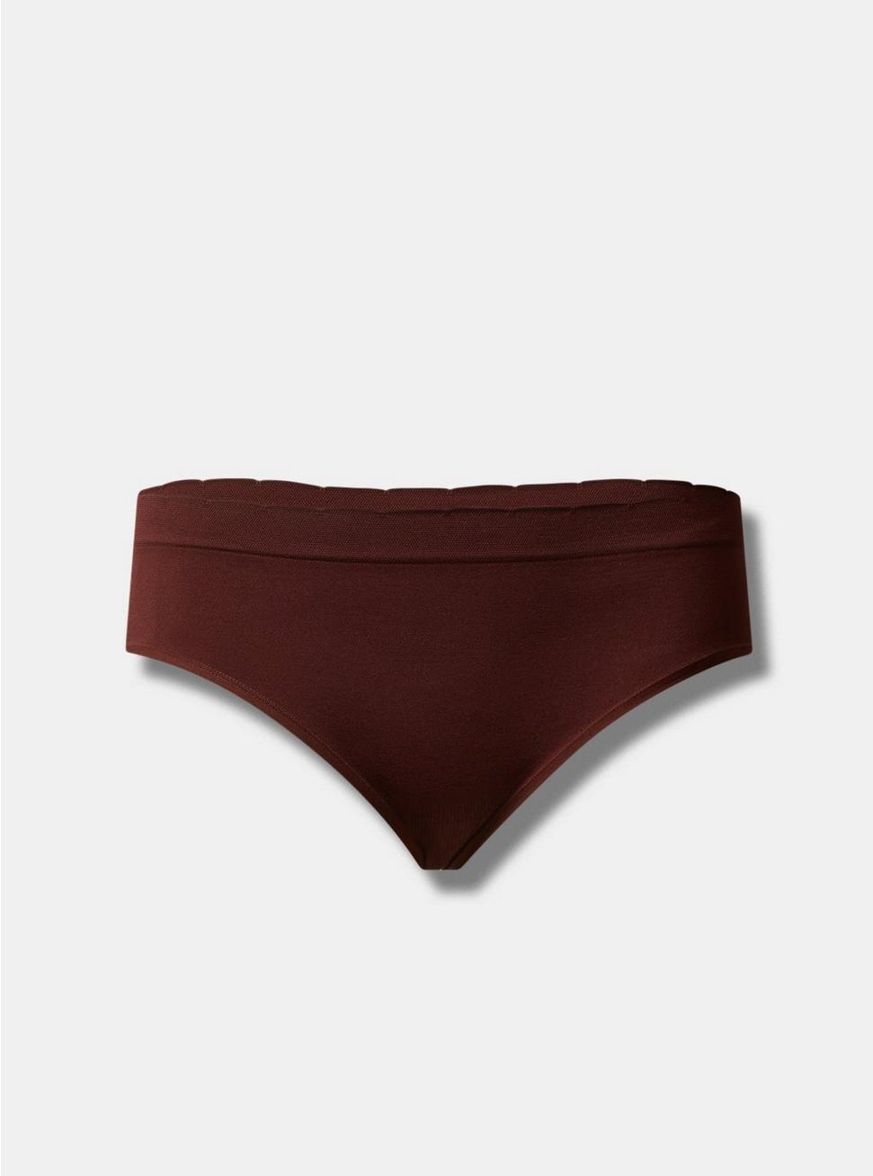 Plus Size Seamless Smooth Mid-Rise Hipster Panty, COCOA BROWN, hi-res