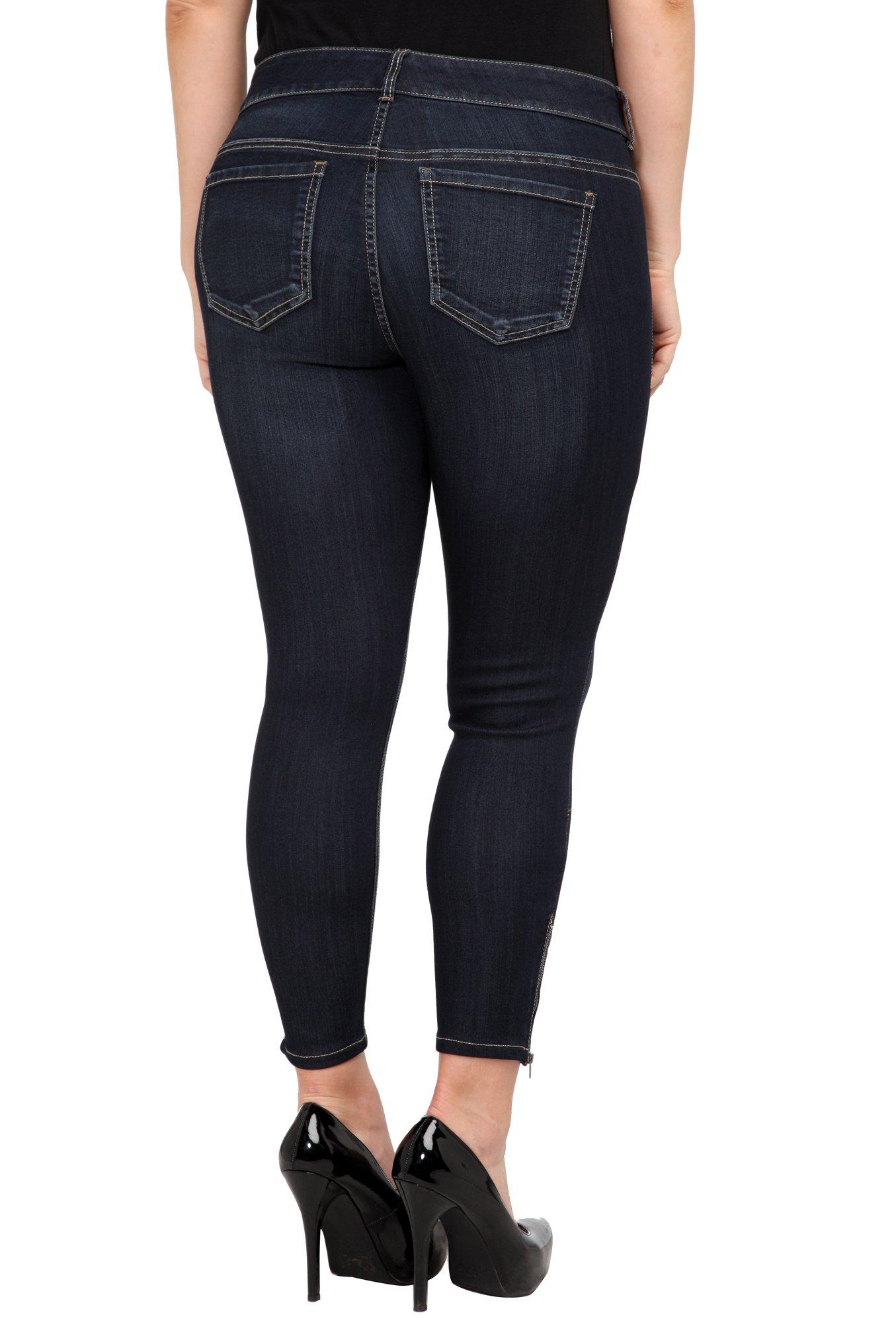 Plus Size Stiletto Jegging - Super Stretch Dark Wash, BROADWAY, alternate