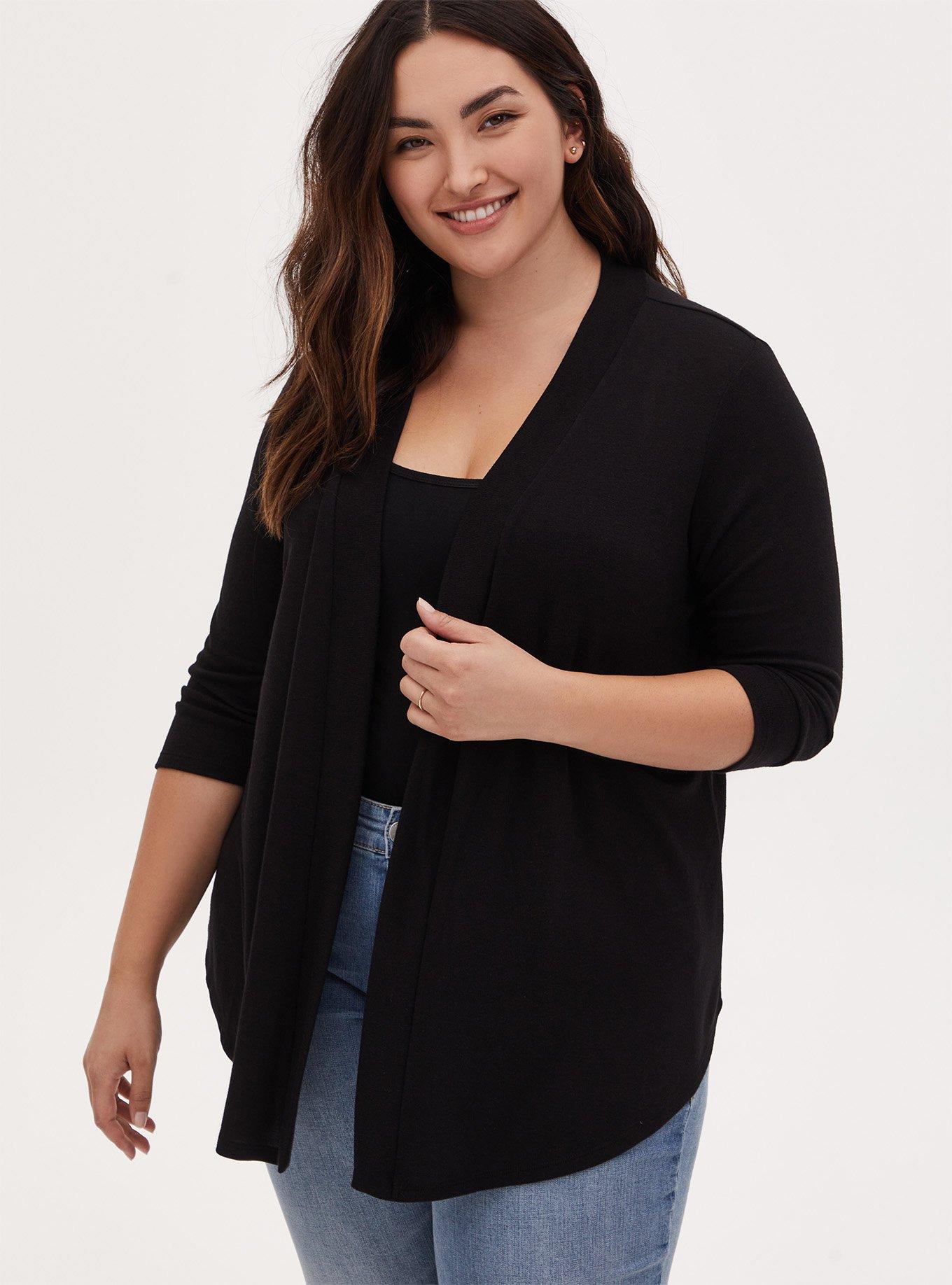 YOURS Plus Size Black Zip Through Cardigan