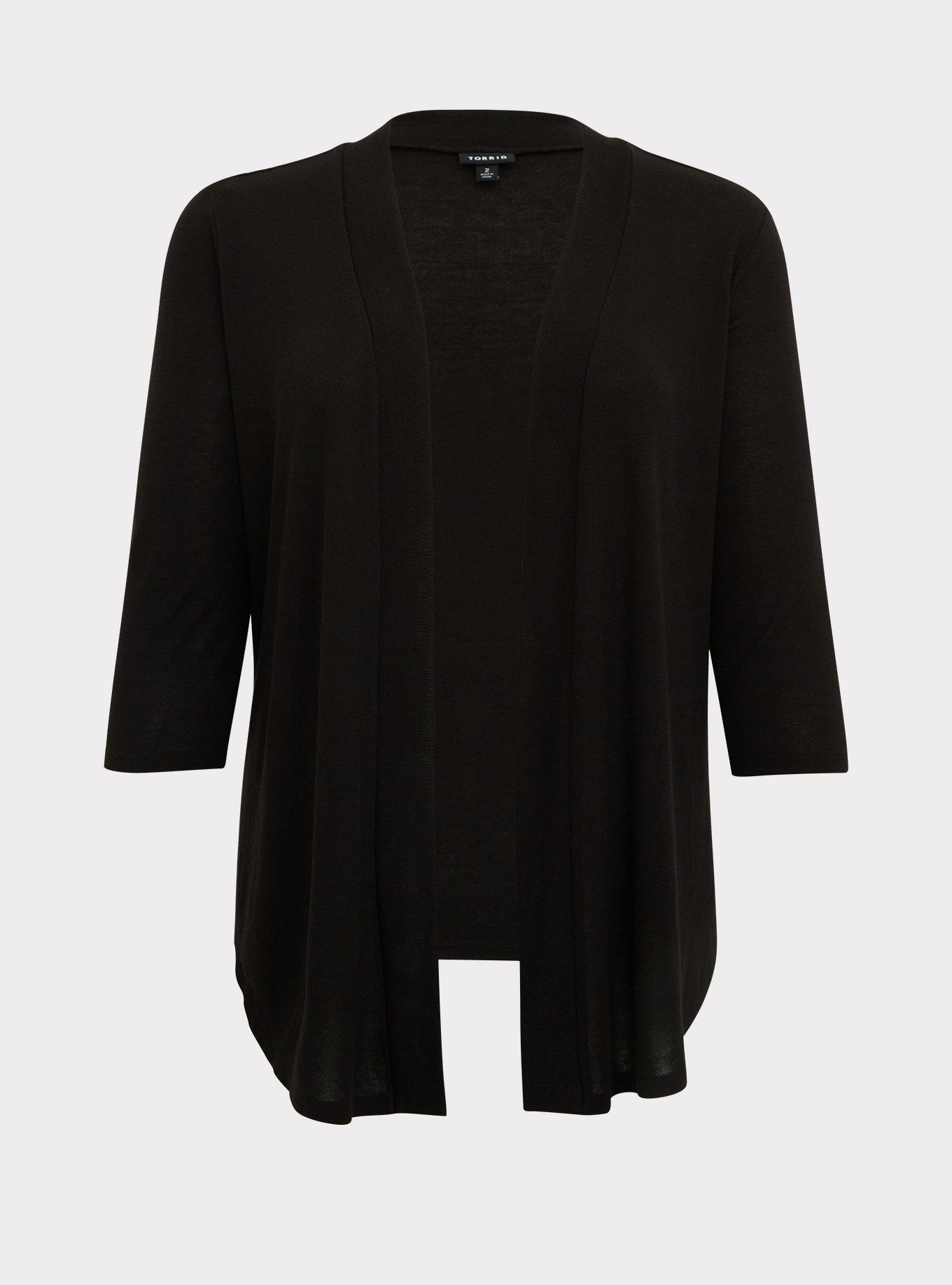 Black Open Front Cardigan, , hi-res