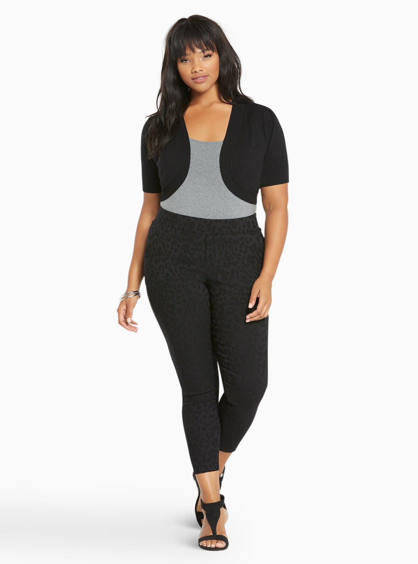 Plus Size Lace Back Shrug, DEEP BLACK, alternate